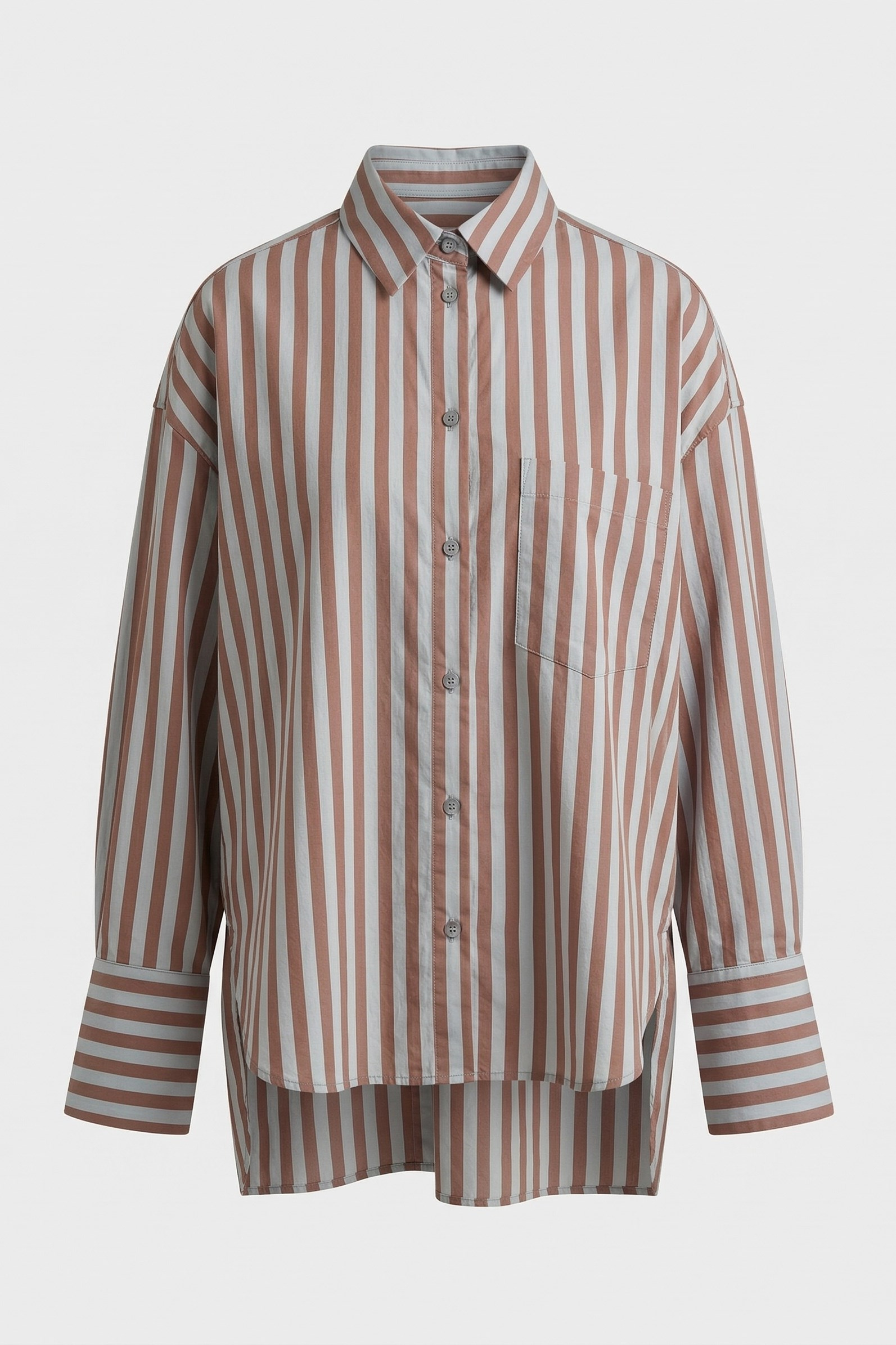 S6Y3504DKÇizgili Oversize Basic Gömlek 3504