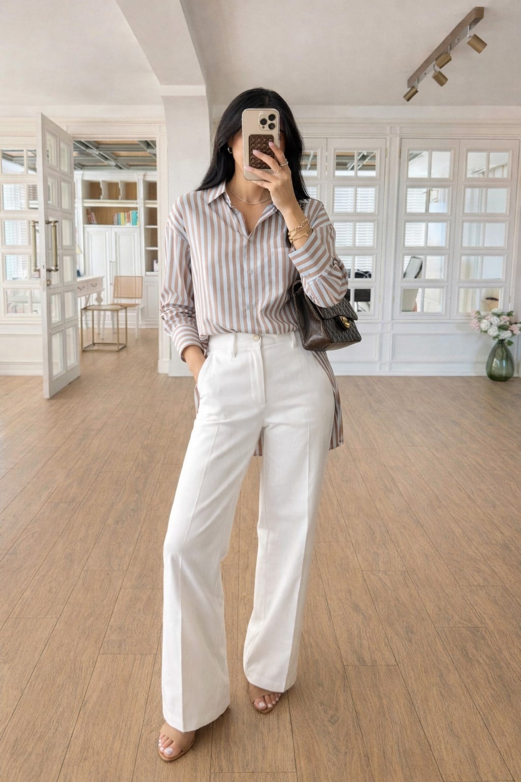 S6Y3504DKÇizgili Oversize Basic Gömlek 3504