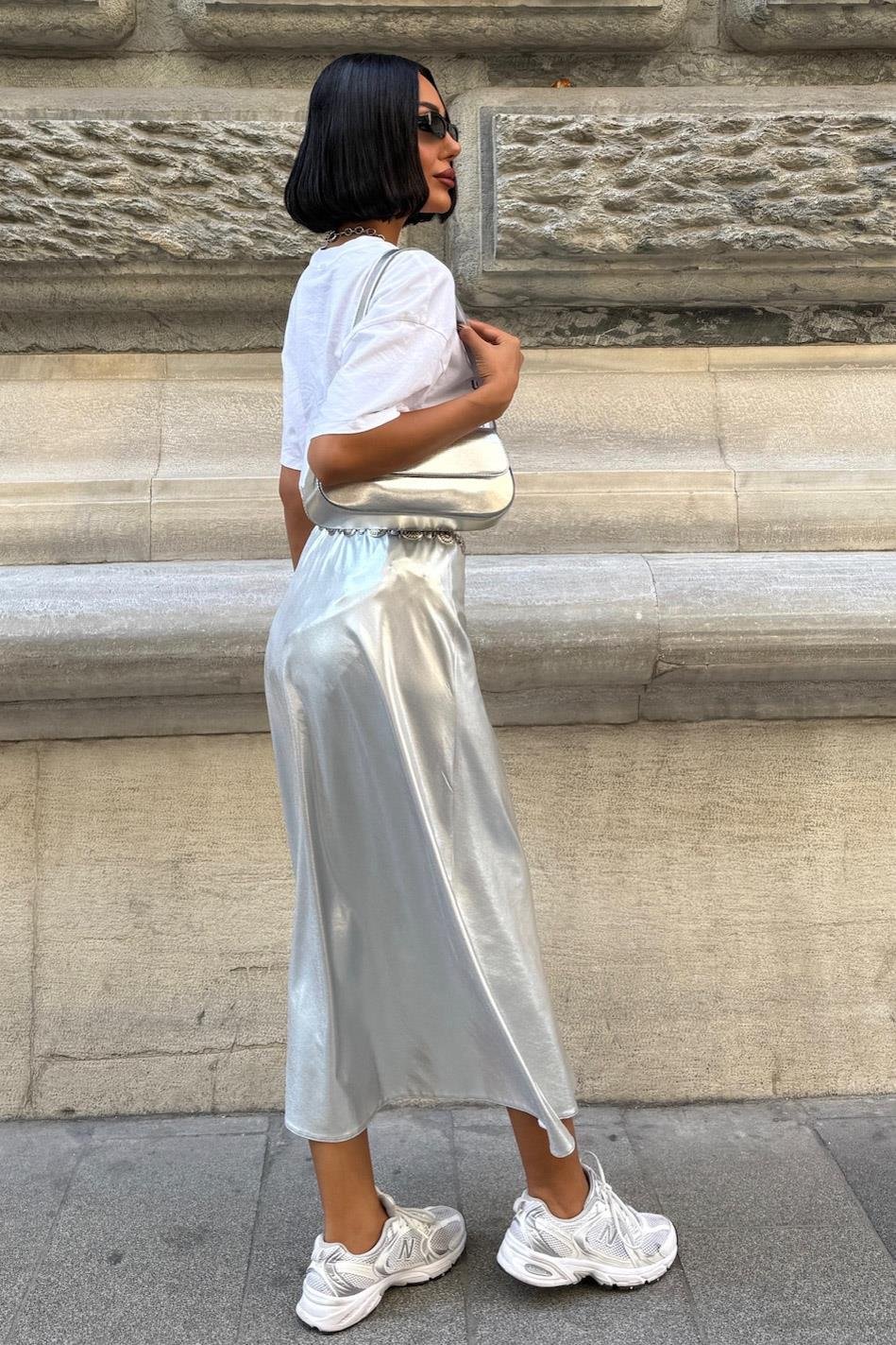 S5K4042Daily Silver Lacquer Skirt 4042