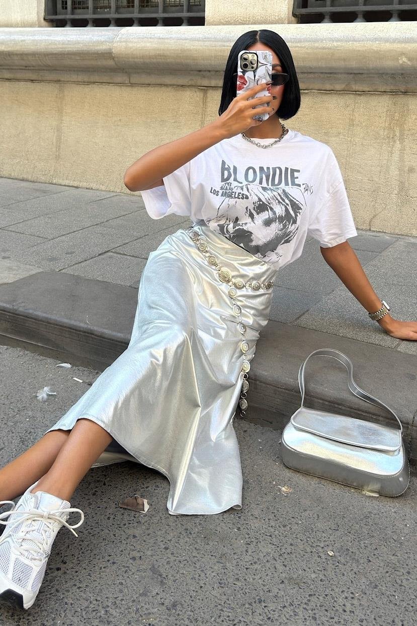 S5K4042Daily Silver Lacquer Skirt 4042
