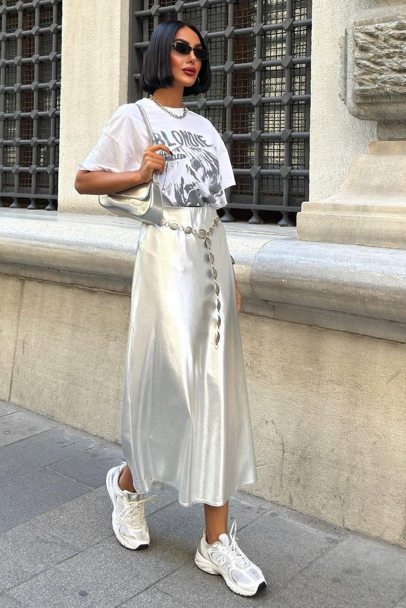 S5K4042Daily Silver Lacquer Skirt 4042