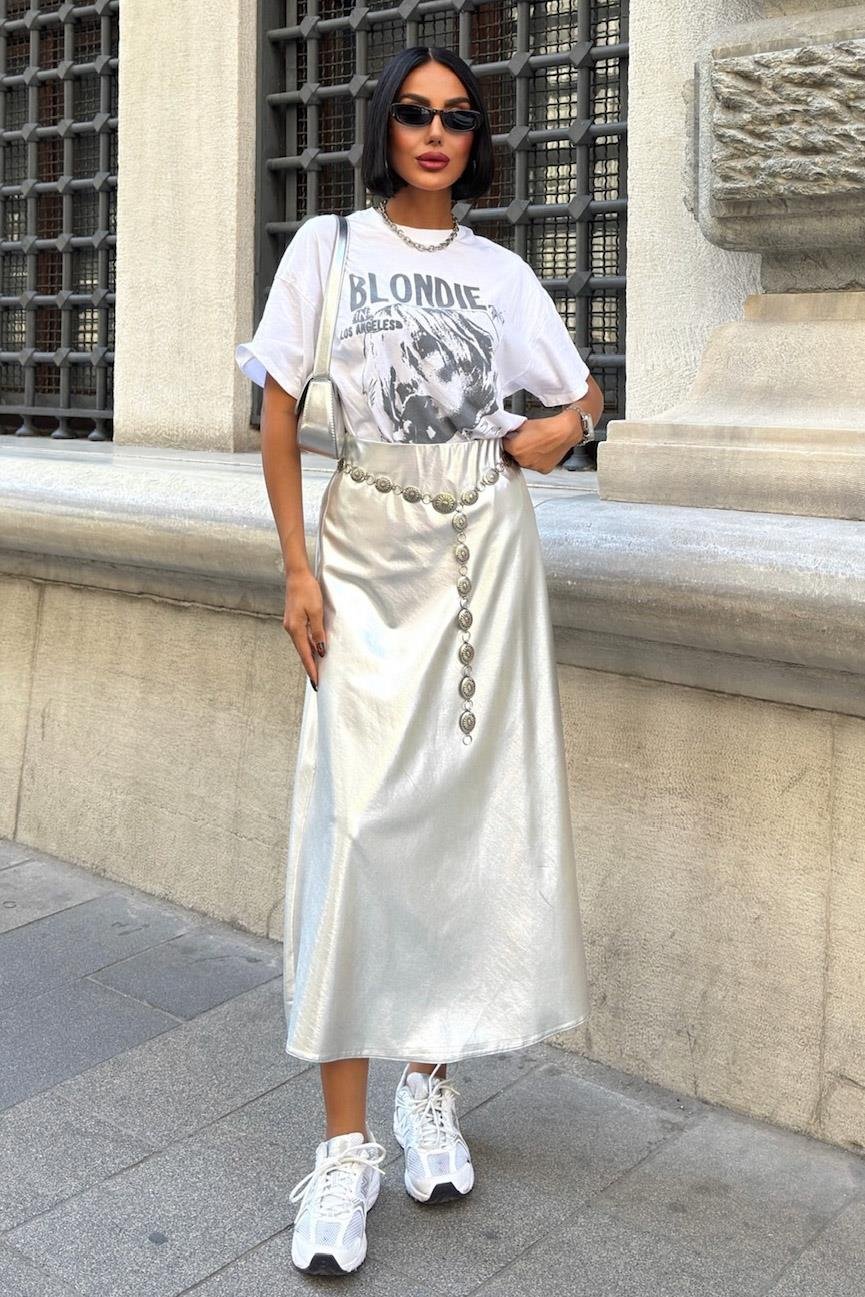 S5K4042Daily Silver Lacquer Skirt 4042