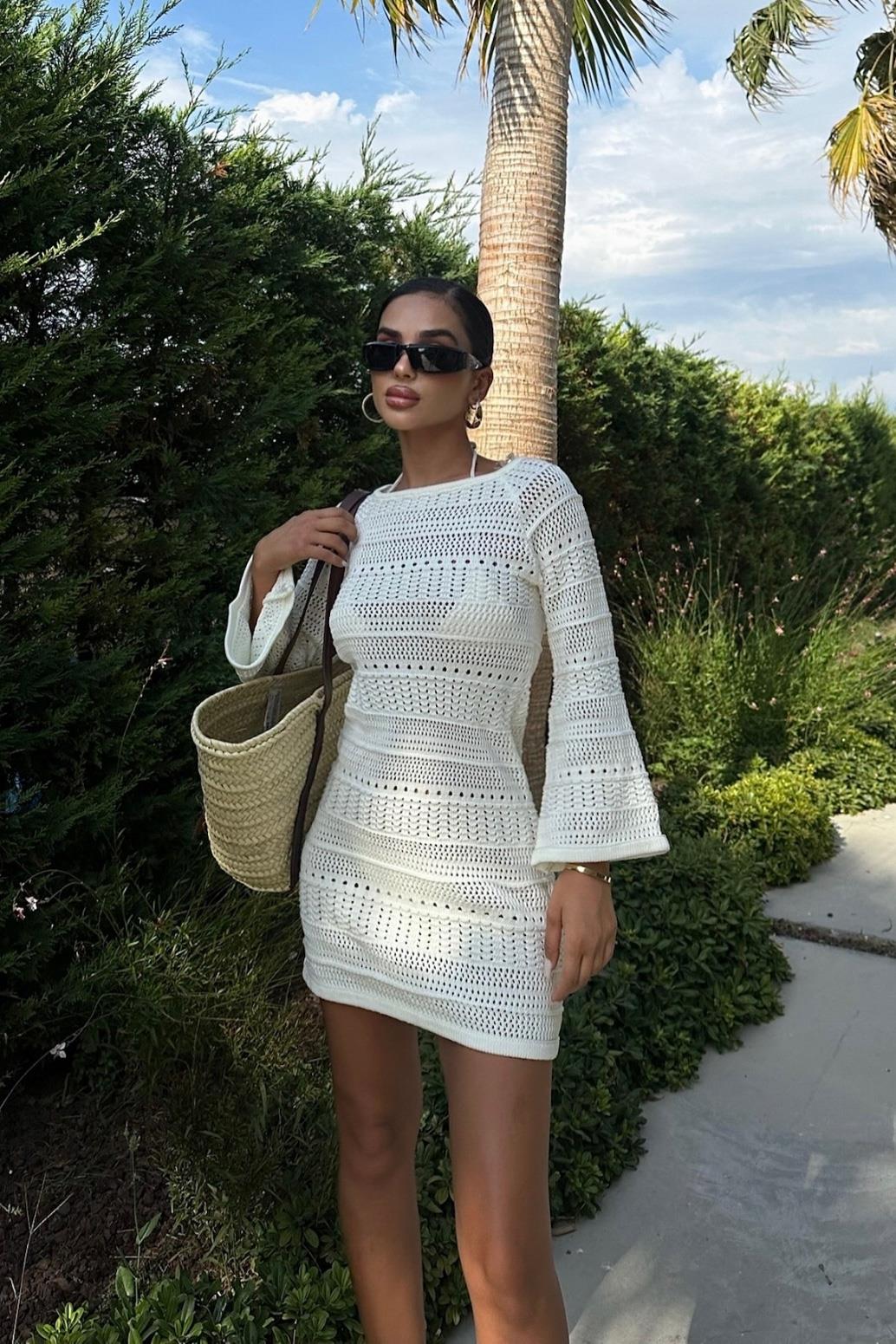 S4K2560Daisy Kroşe Mini Elbise 2560-01