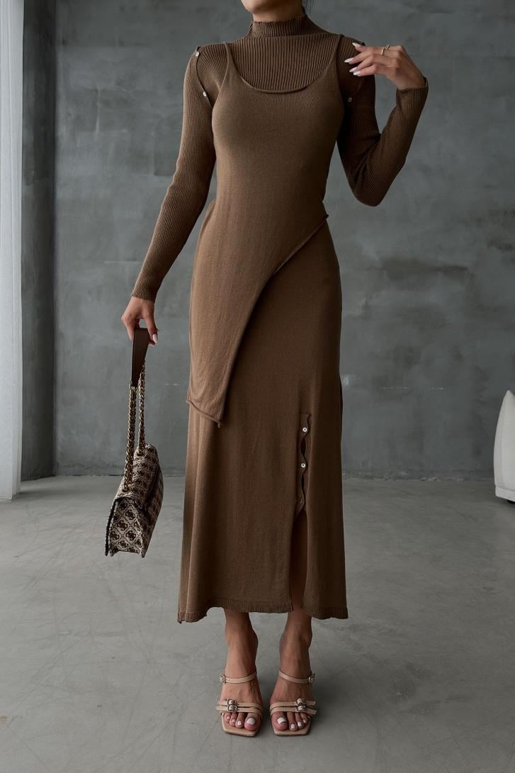 S4K9475Dasha Düğme Detaylı Midi Takım  9475-23
