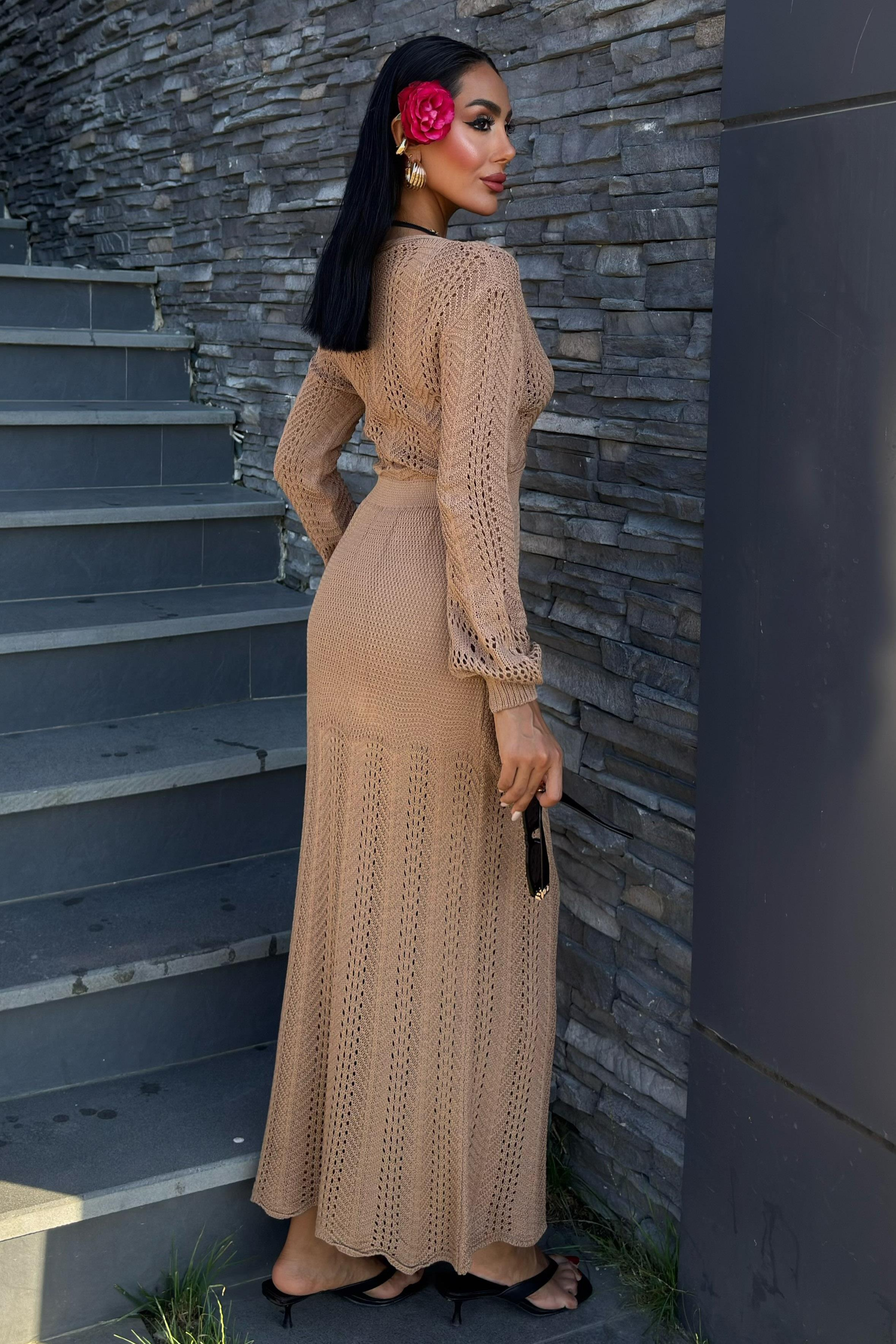 S5Y2856Deep Neck Knit Dress 2856