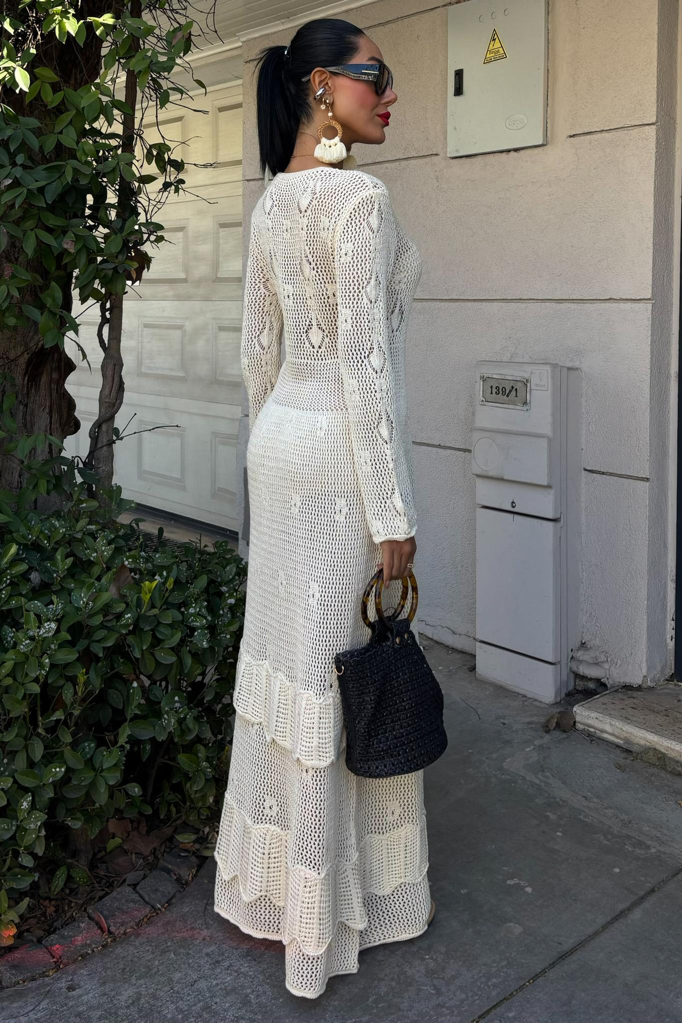 S5Y2859Button Detail and Layered Skirt Ethnic Dress 2859