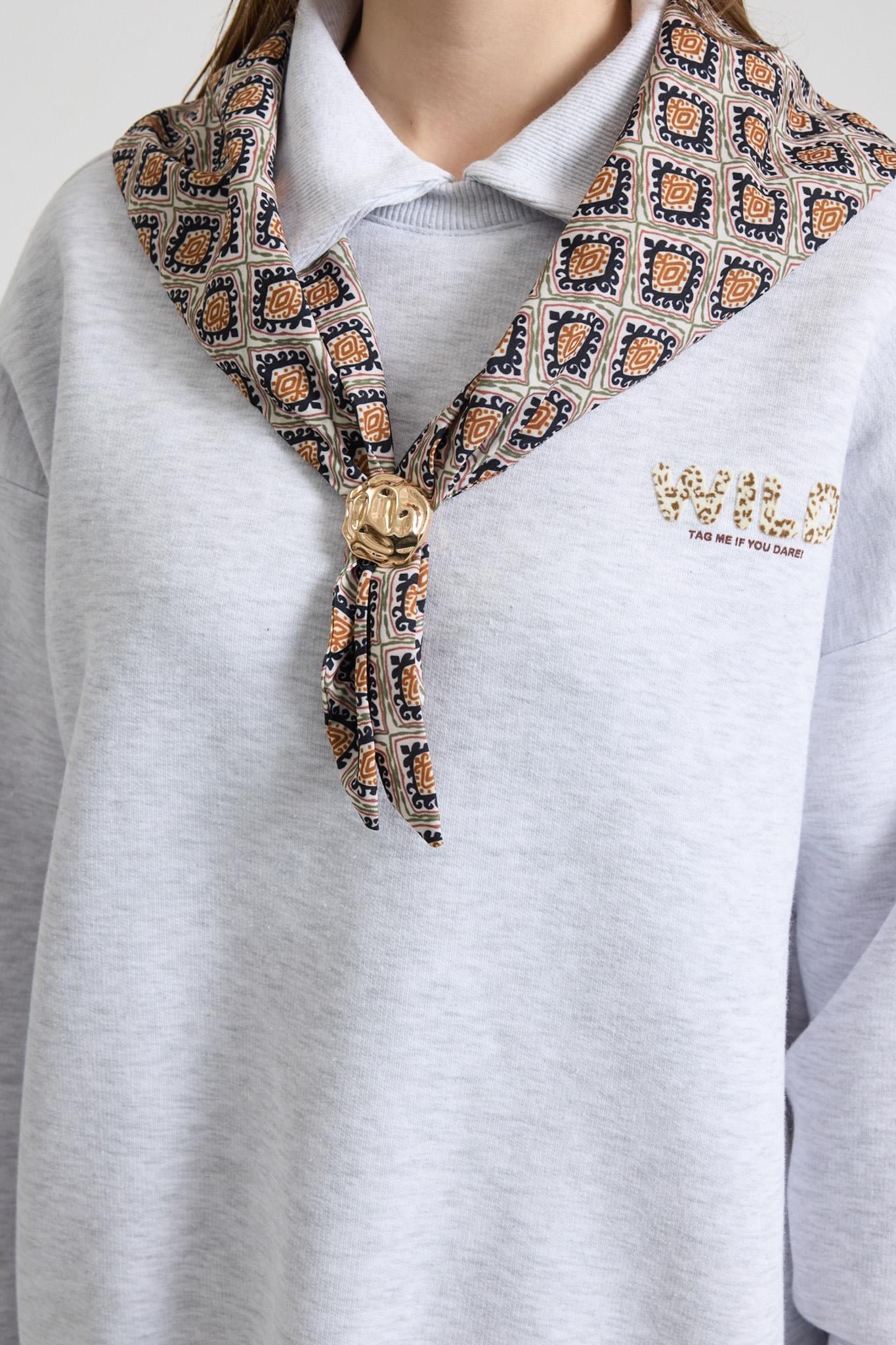 S6K3498DKEşarp Detaylı Oversize Sweatshirt 3498