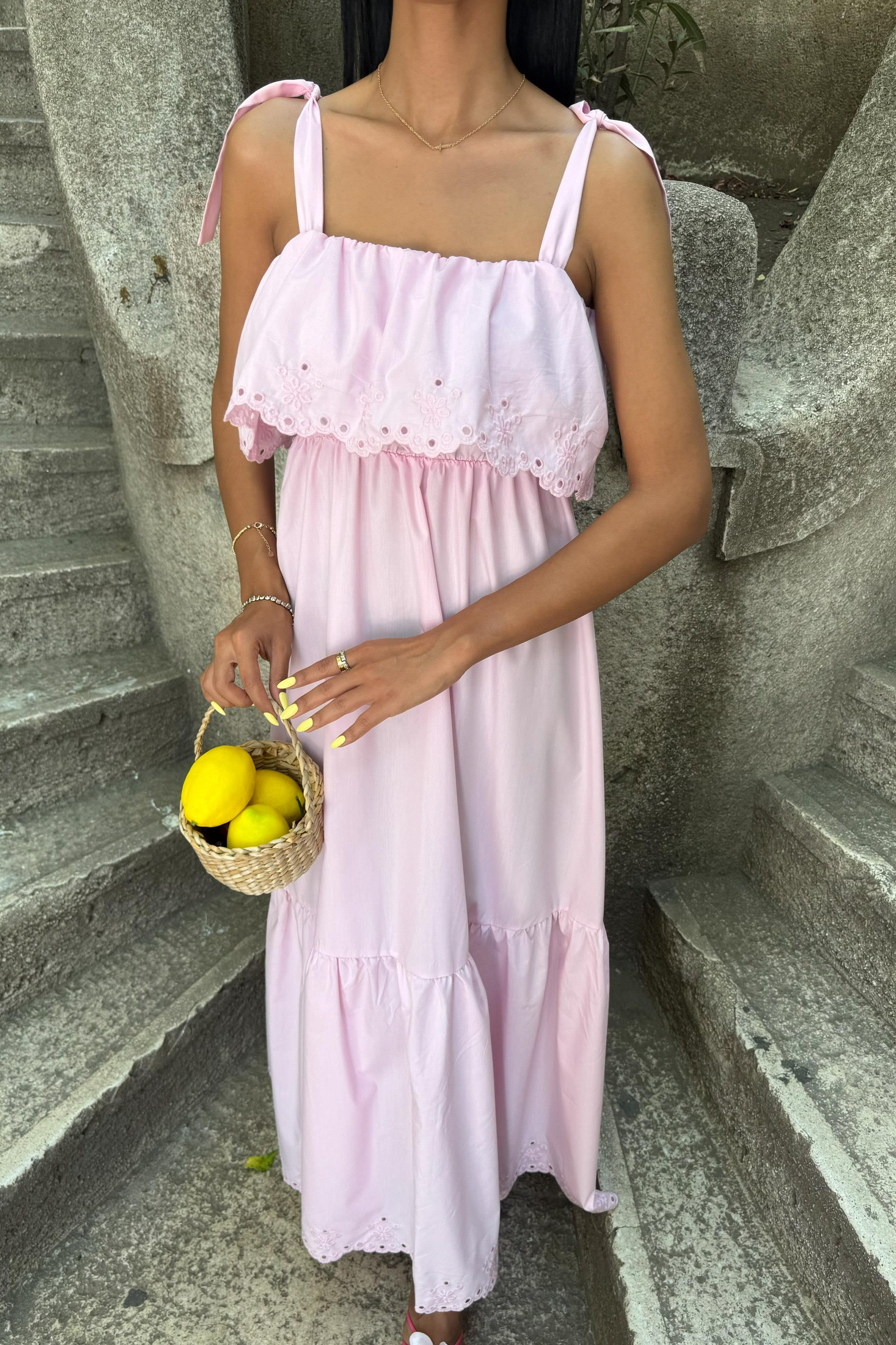 S5Y2881Hem Embroidered Halter Neck Dress 2881