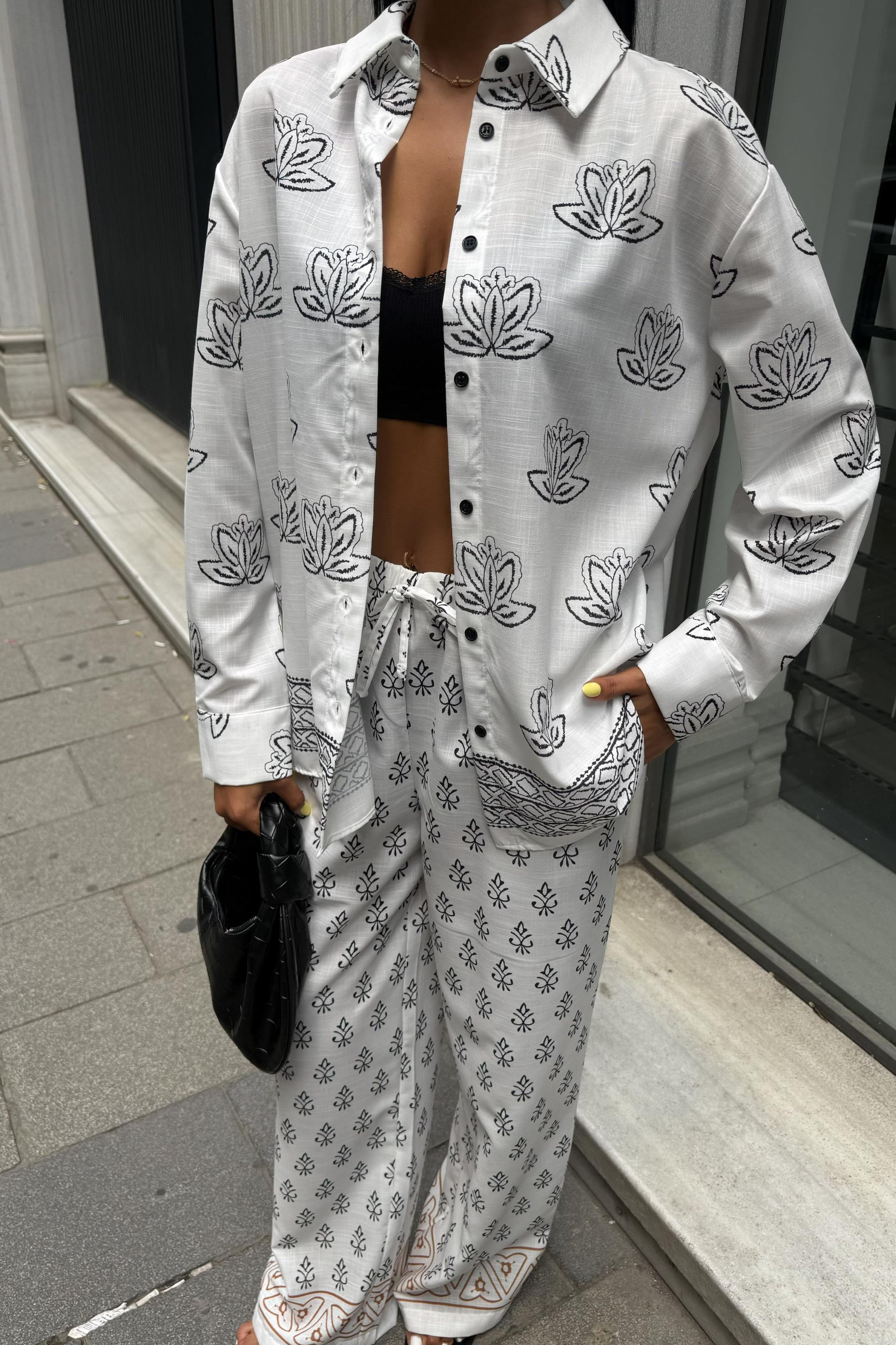 S5Y10120Ethnic Patterned Two Piece Linen Suit 10120