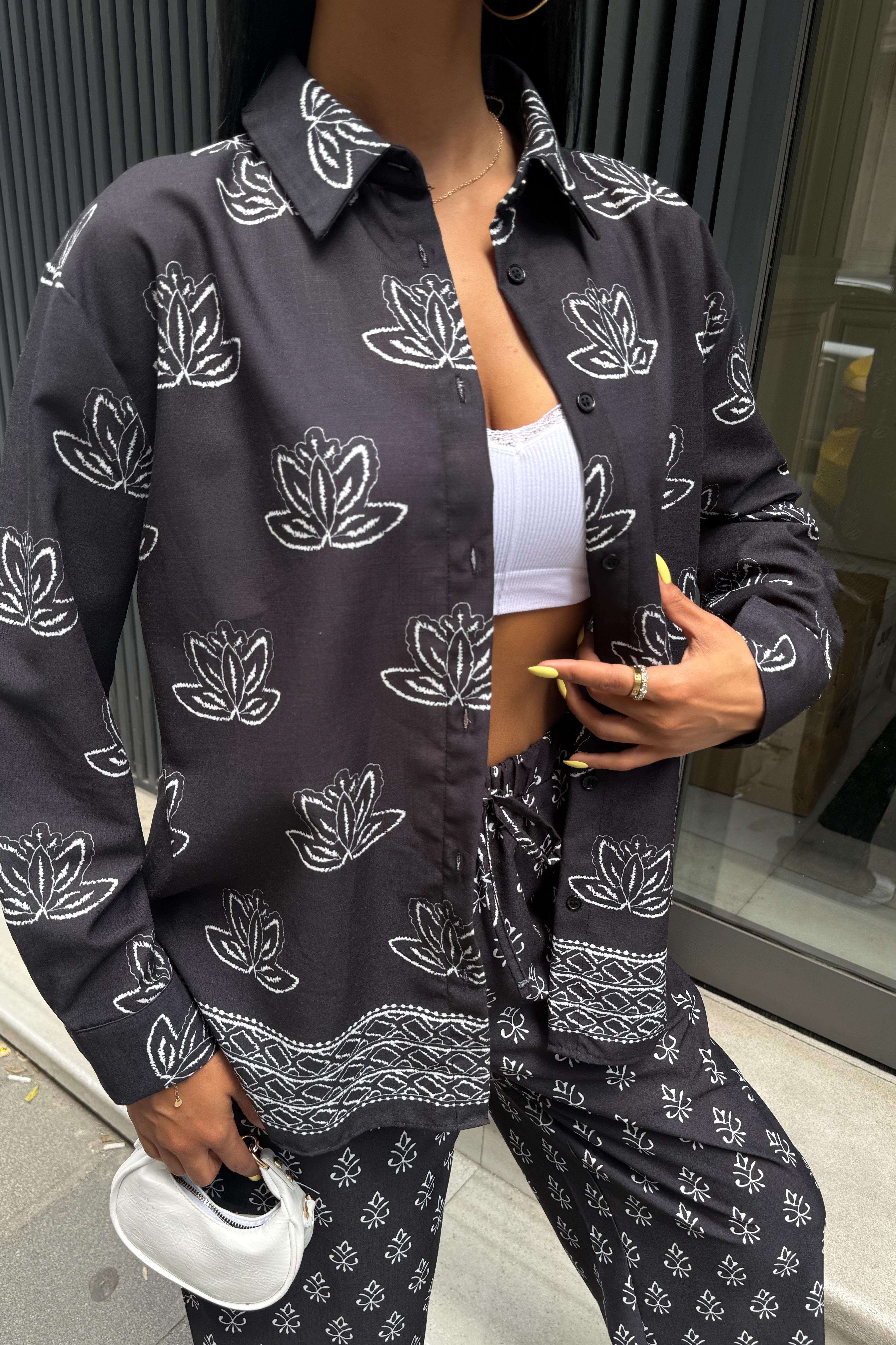 S5Y10120Ethnic Patterned Two Piece Linen Suit 10120