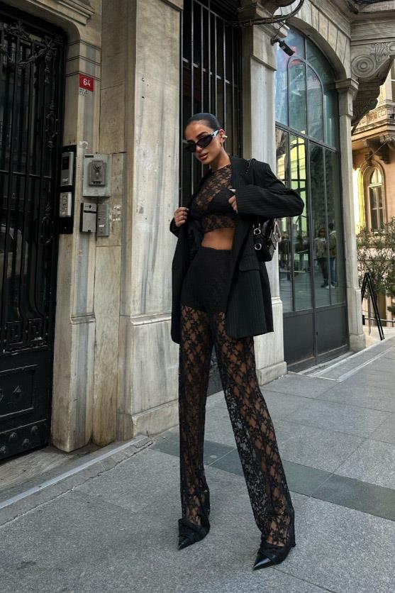 S4Y9751Evelyne Crop Dantelli Takım 9751-08