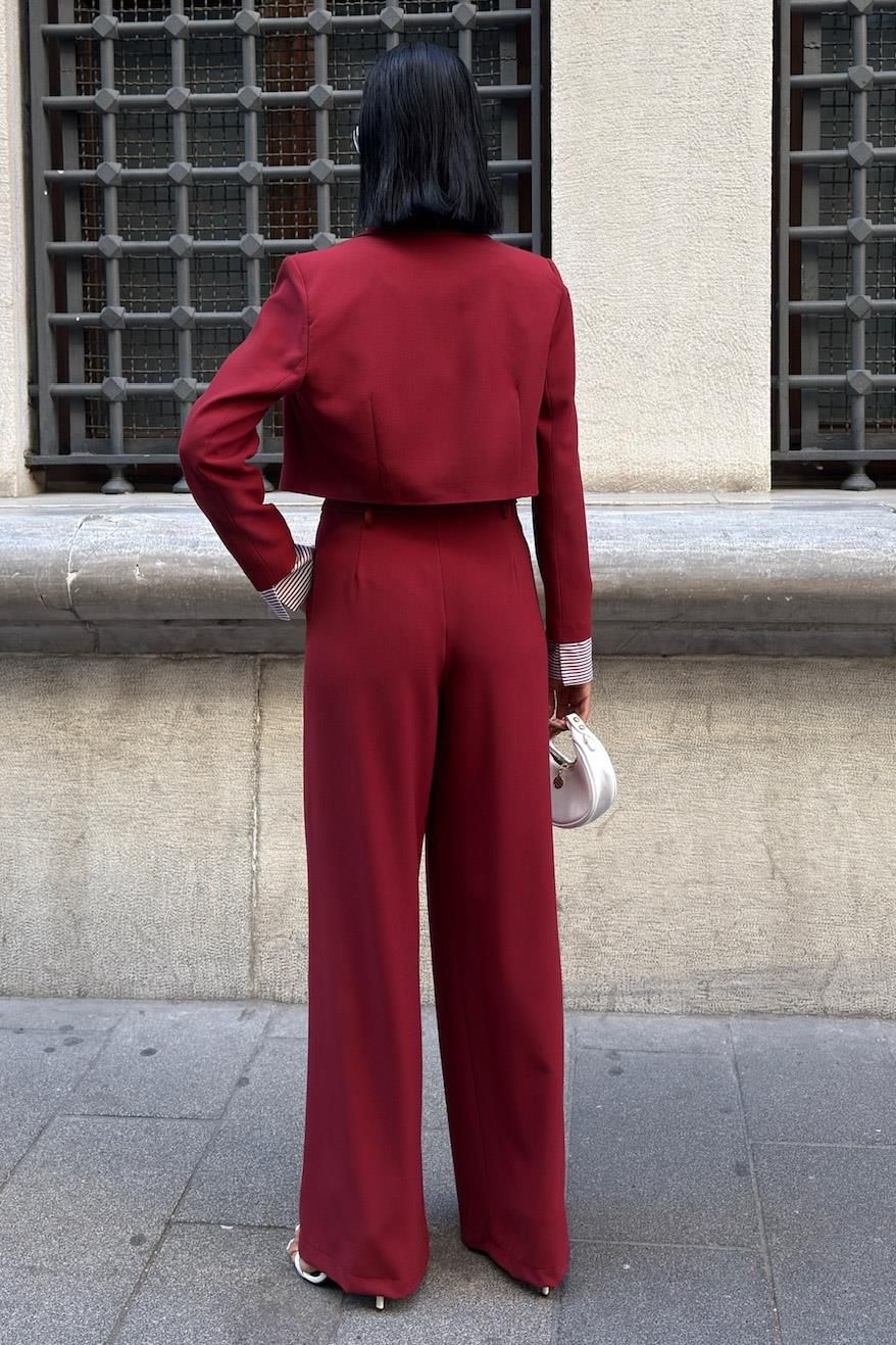 S5Y10075Costume veste courte détaillée Garni 10075