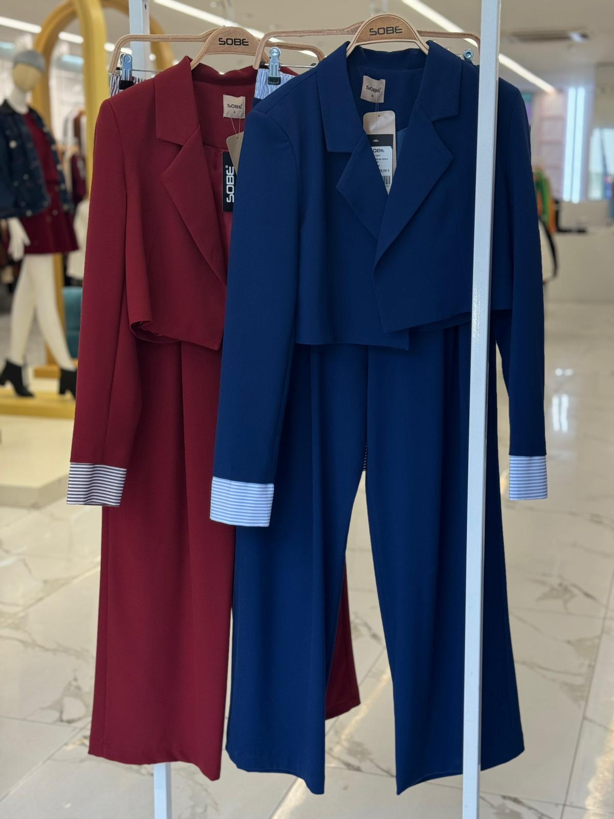 S5Y10075Costume veste courte détaillée Garni 10075
