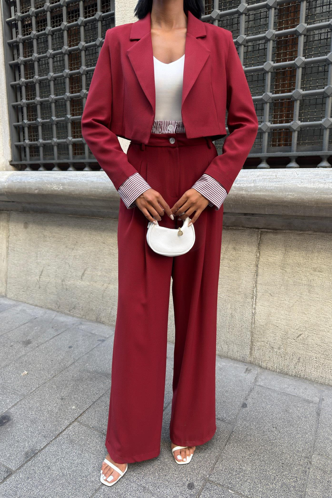 S5Y10075Costume veste courte détaillée Garni 10075