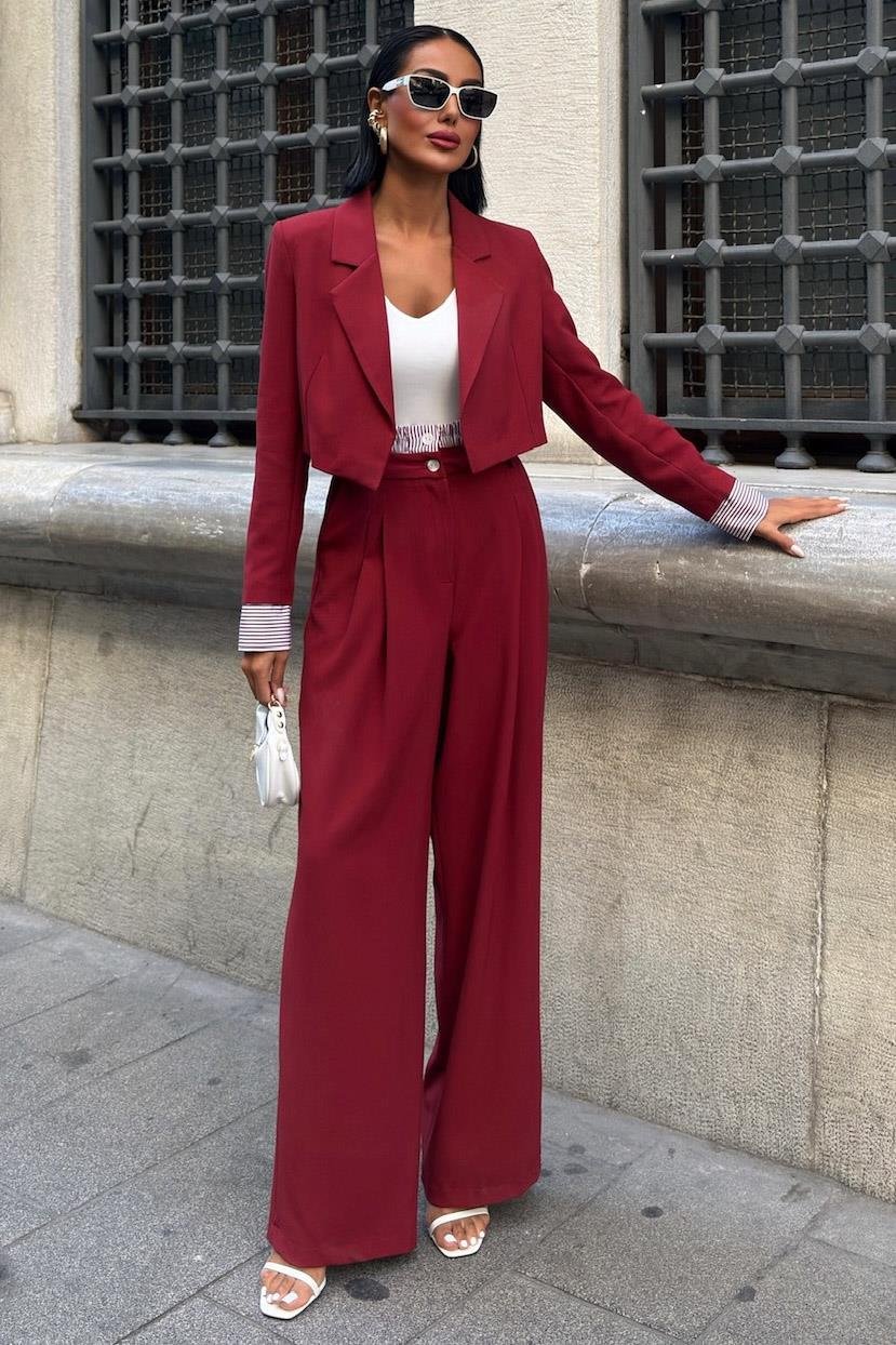 S5Y10075Costume veste courte détaillée Garni 10075