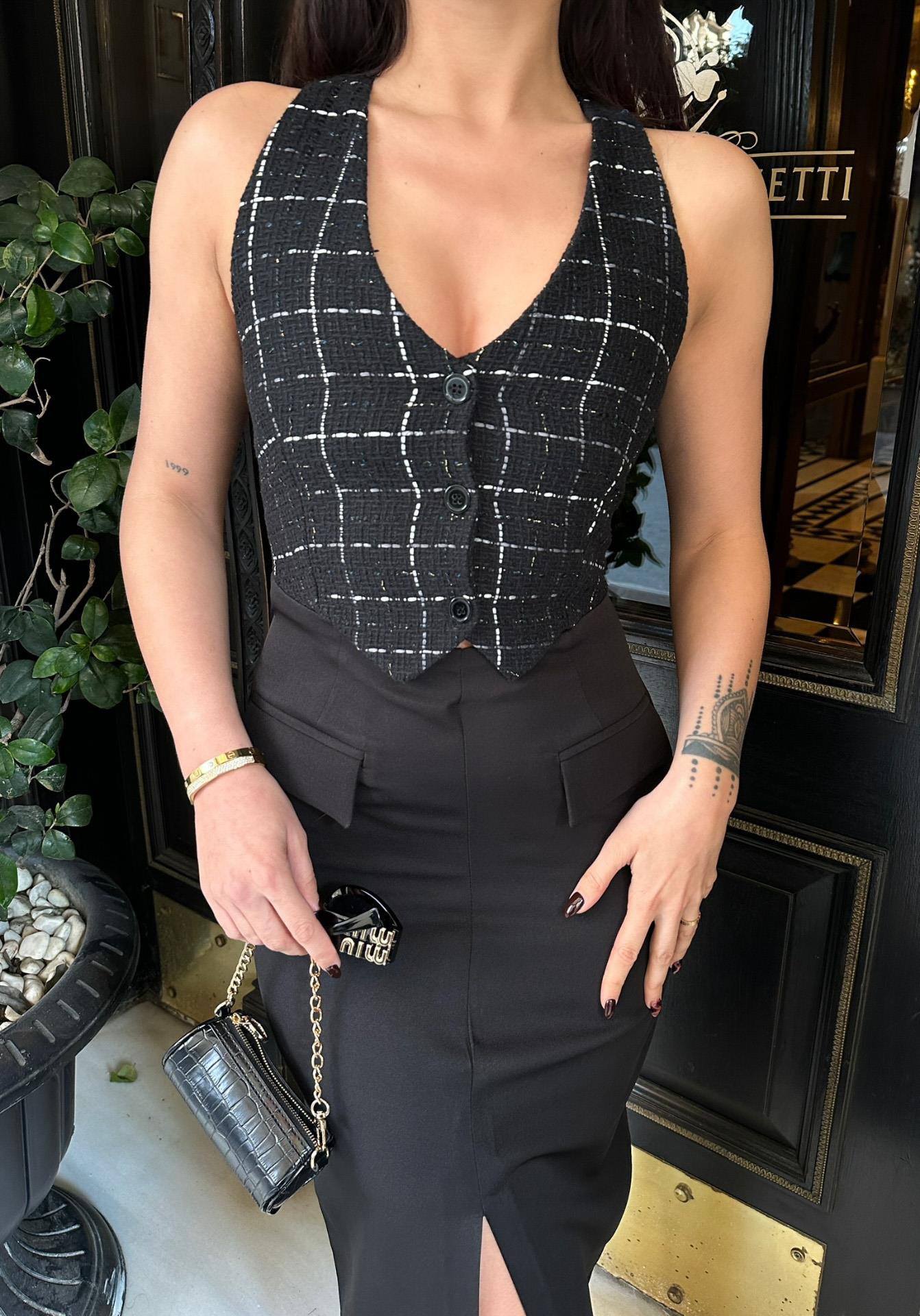 S4Y2682Gina Yelekli Işıktılı Elbise 2682-24