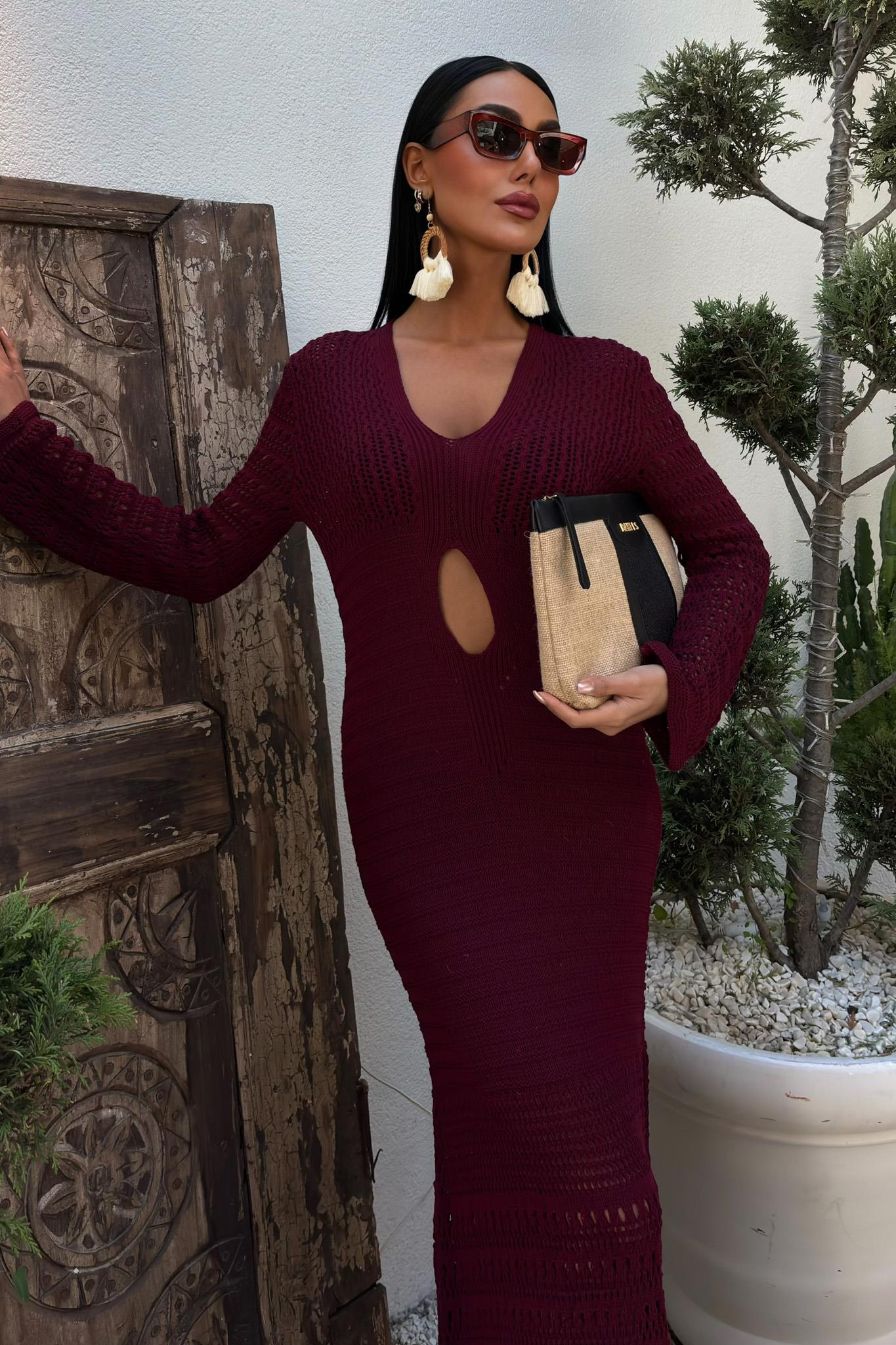 S5Y2835Openwork Dress with Navel Openwork 2835