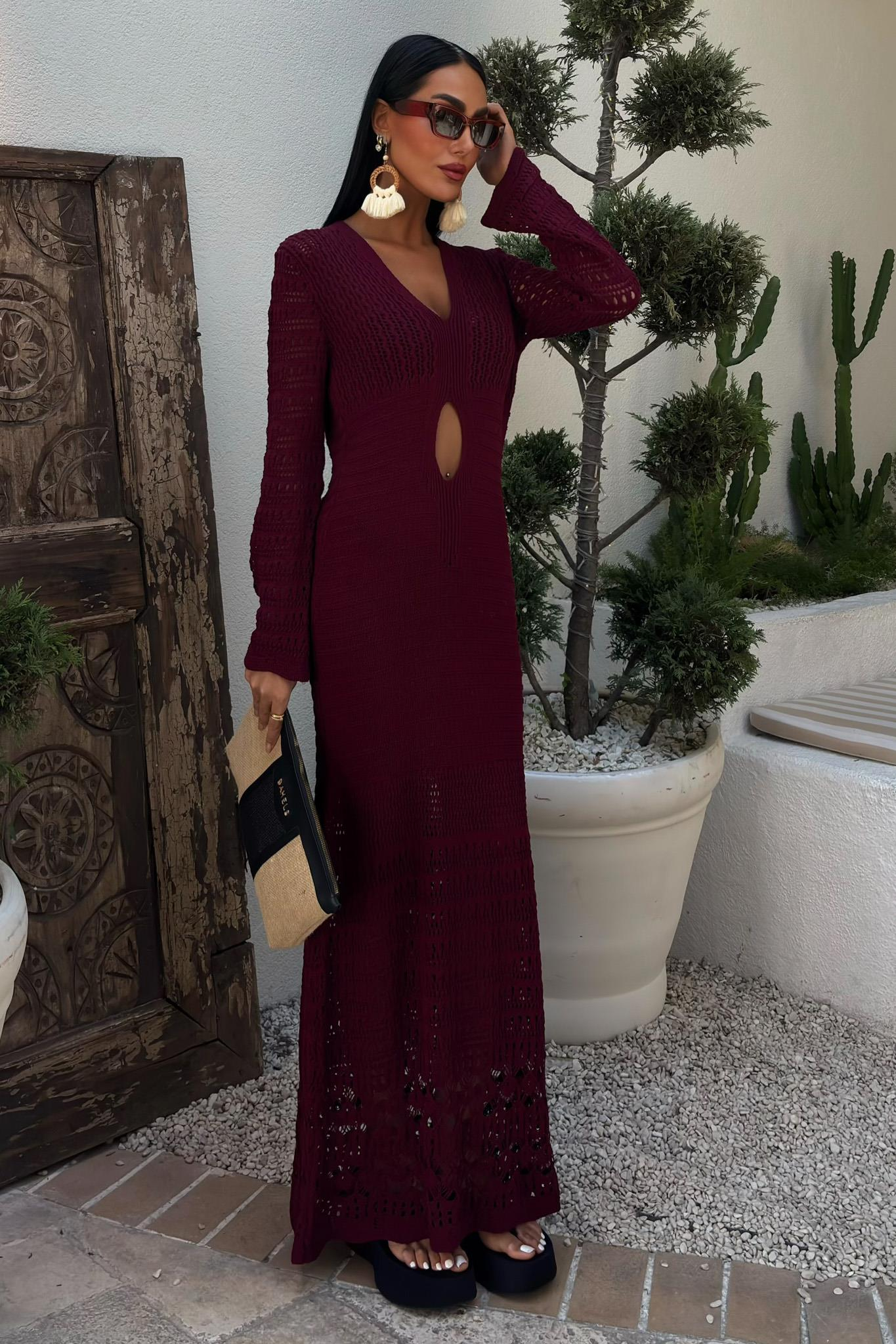 S5Y2835Openwork Dress with Navel Openwork 2835
