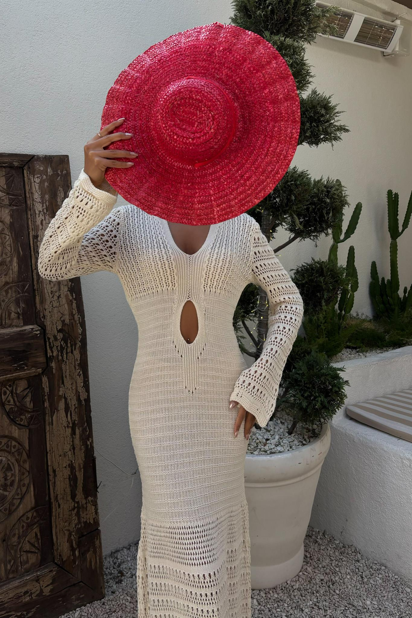 S5Y2835Openwork Dress with Navel Openwork 2835
