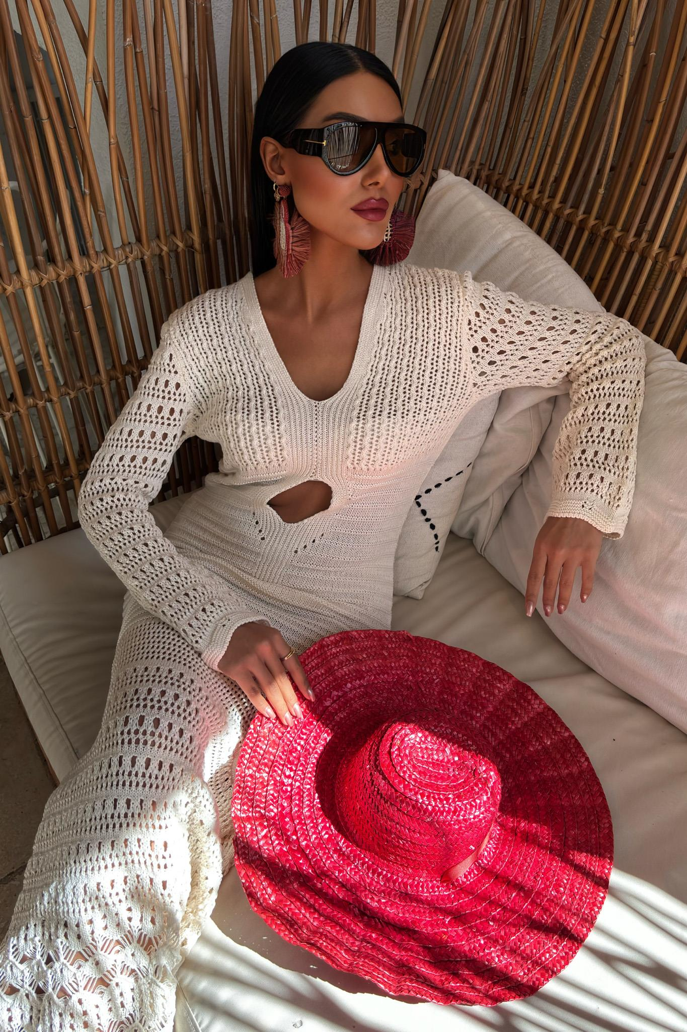 S5Y2835Openwork Dress with Navel Openwork 2835