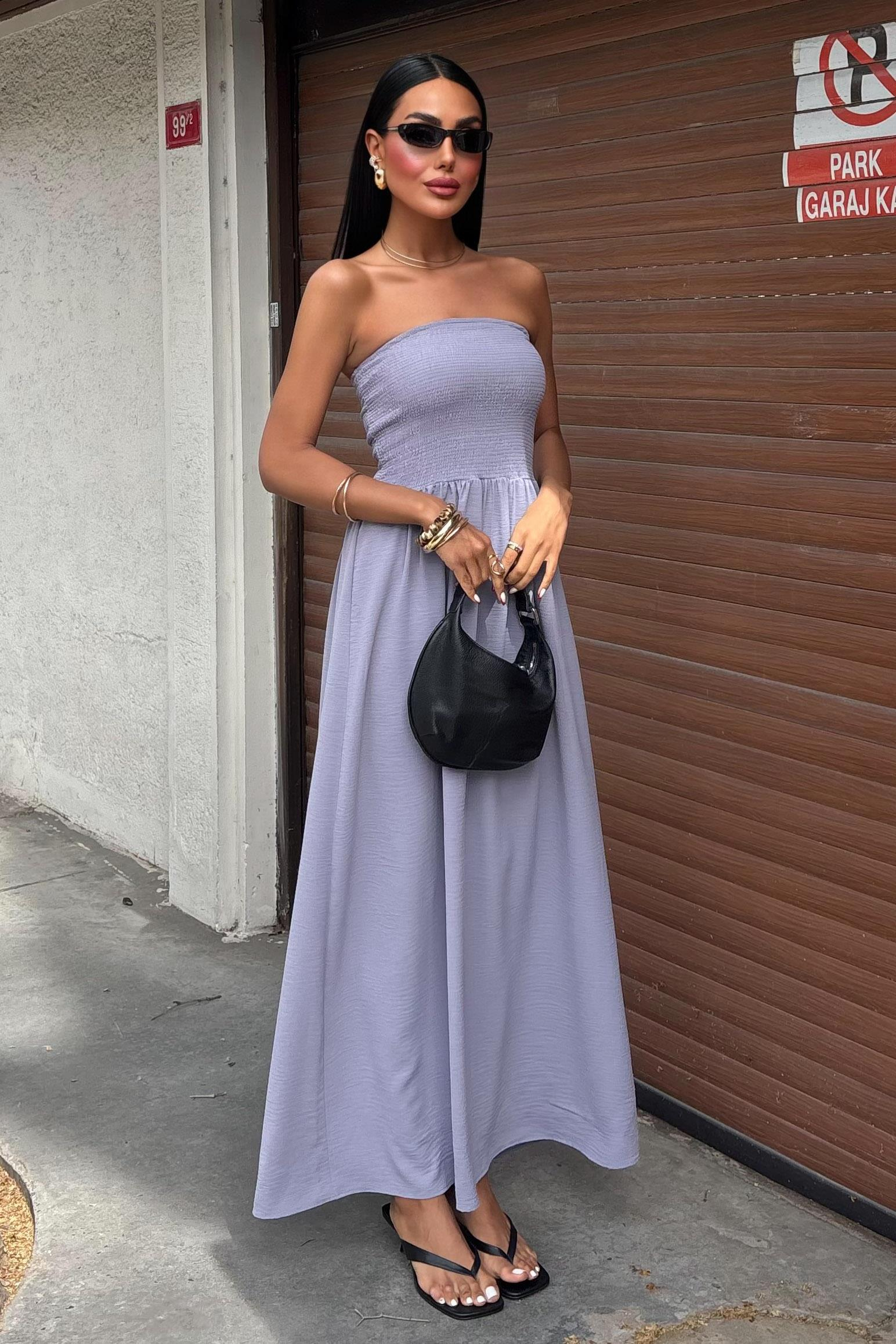 S5Y2878Göğsü Gipeli Straplez Elbise 2878
