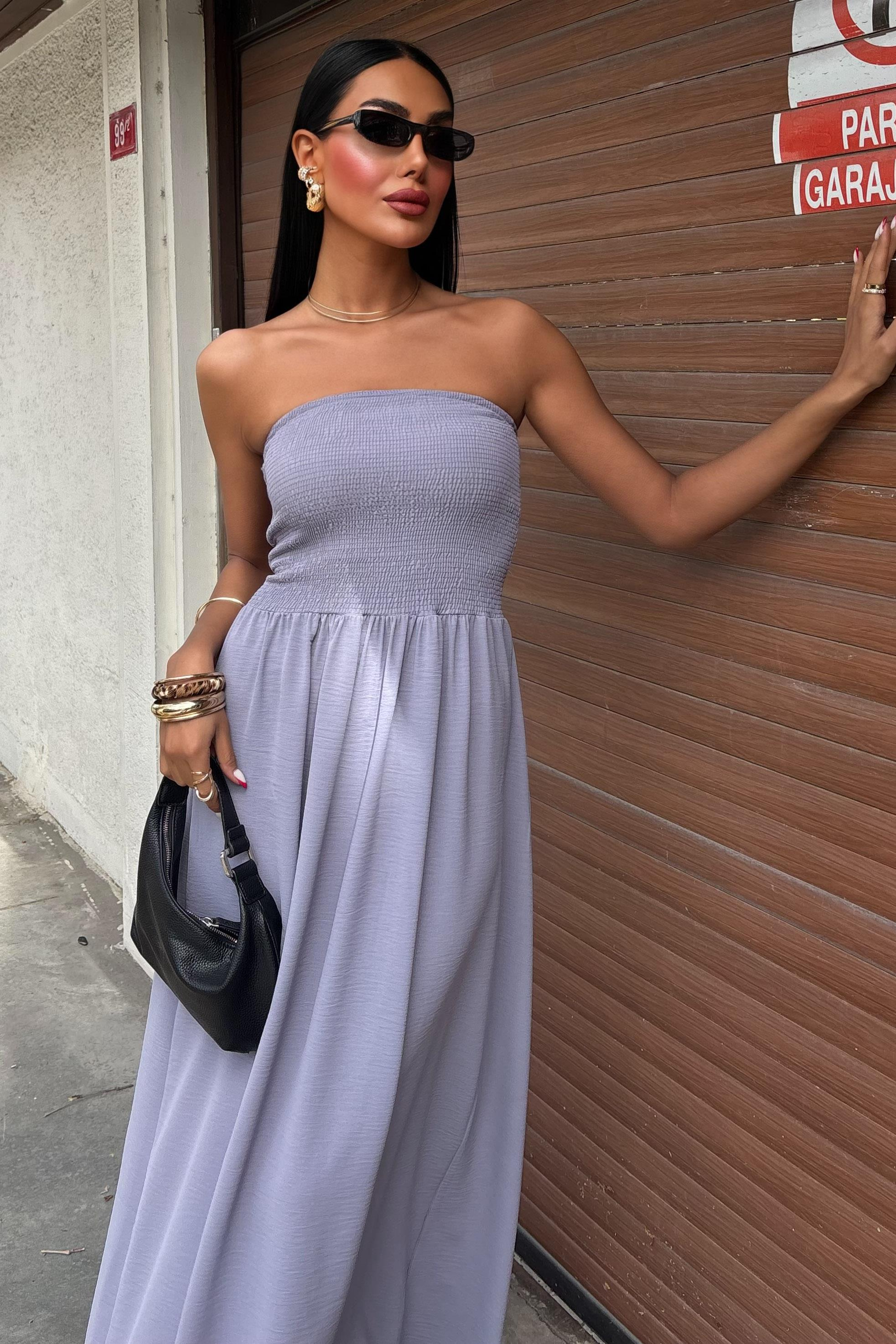 S5Y2878Göğsü Gipeli Straplez Elbise 2878