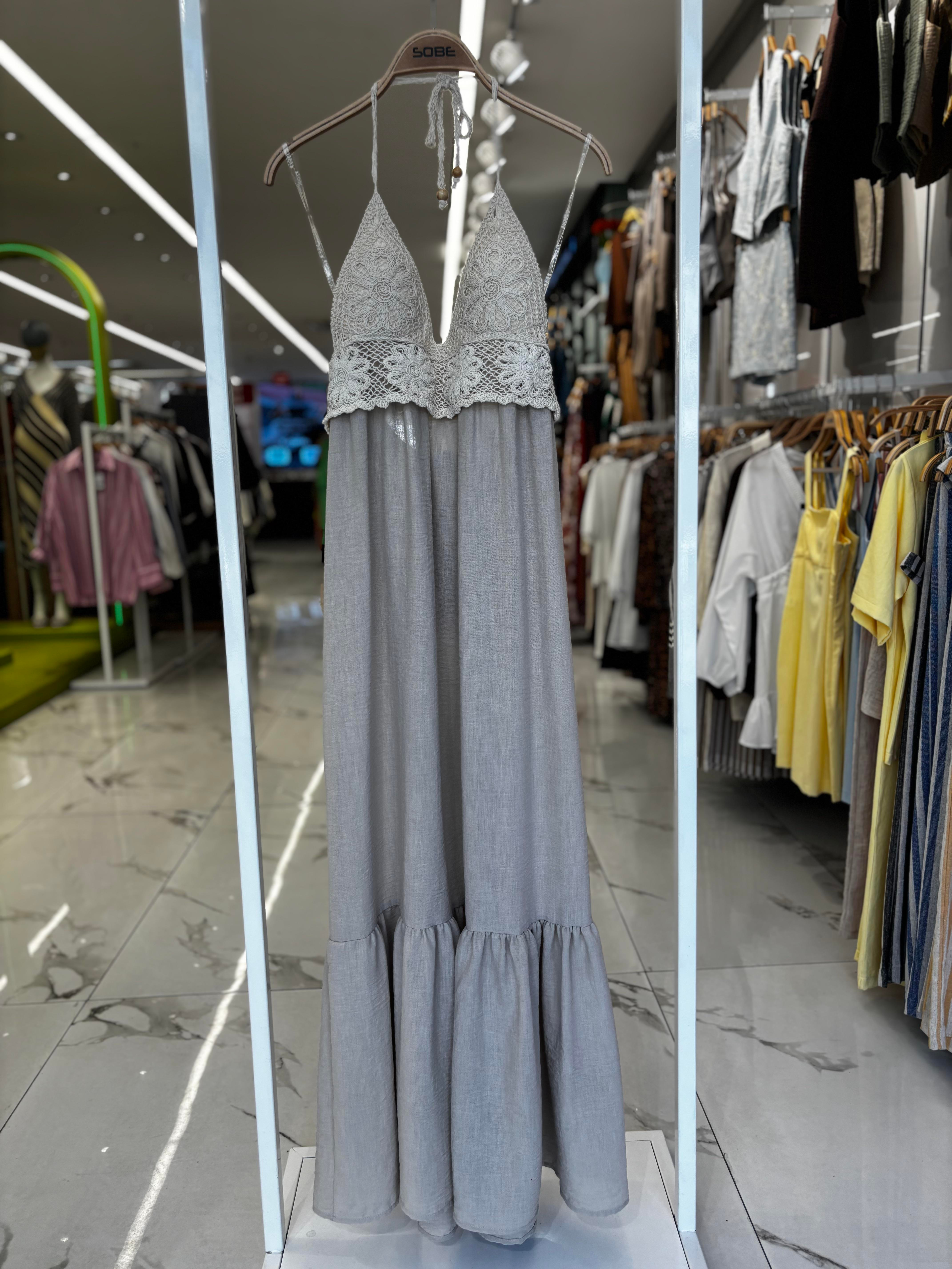S5Y2904Knitted Linen Long Dress with Chest 2904-08