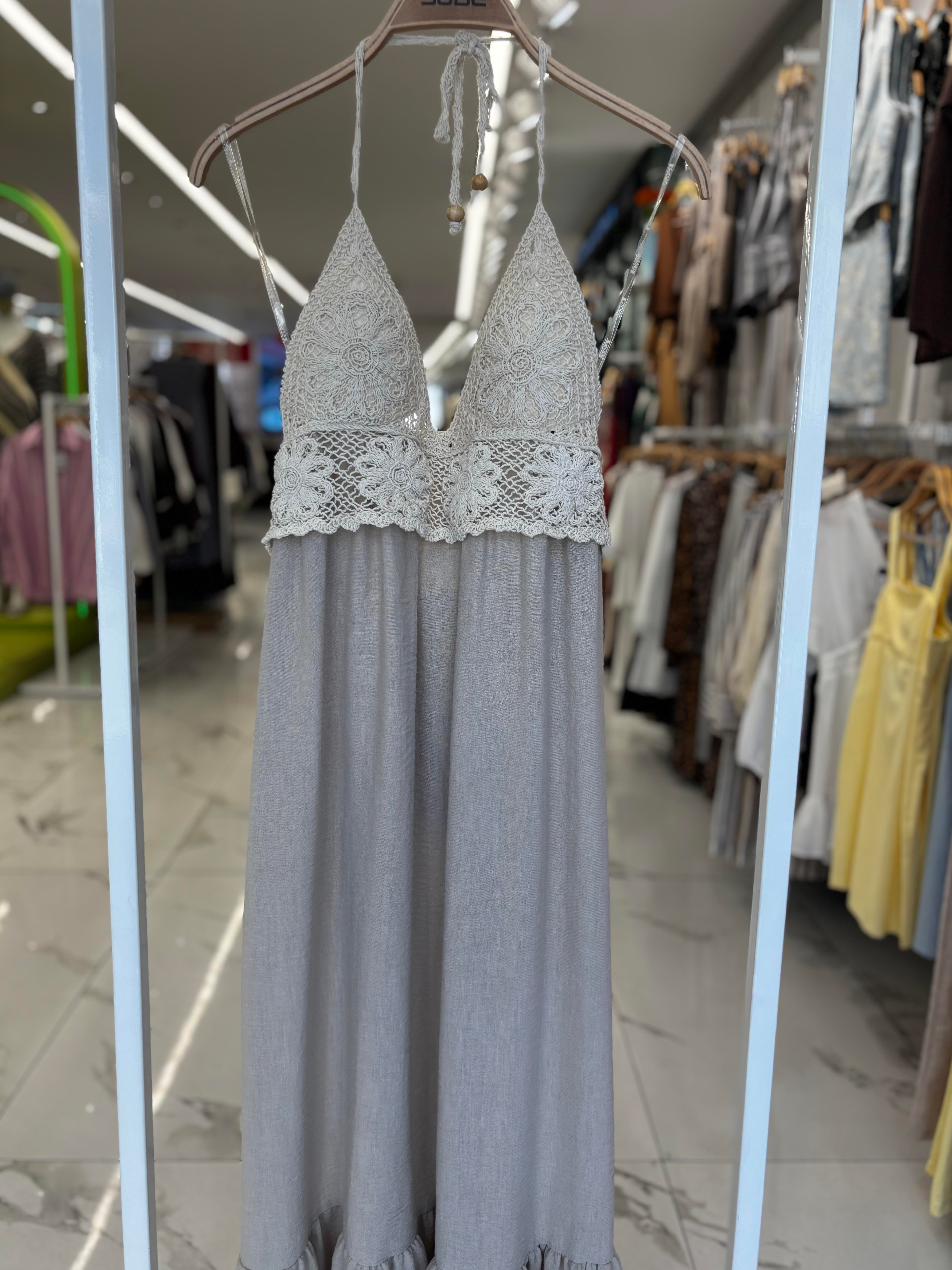 S5Y2904Knitted Linen Long Dress with Chest 2904-08