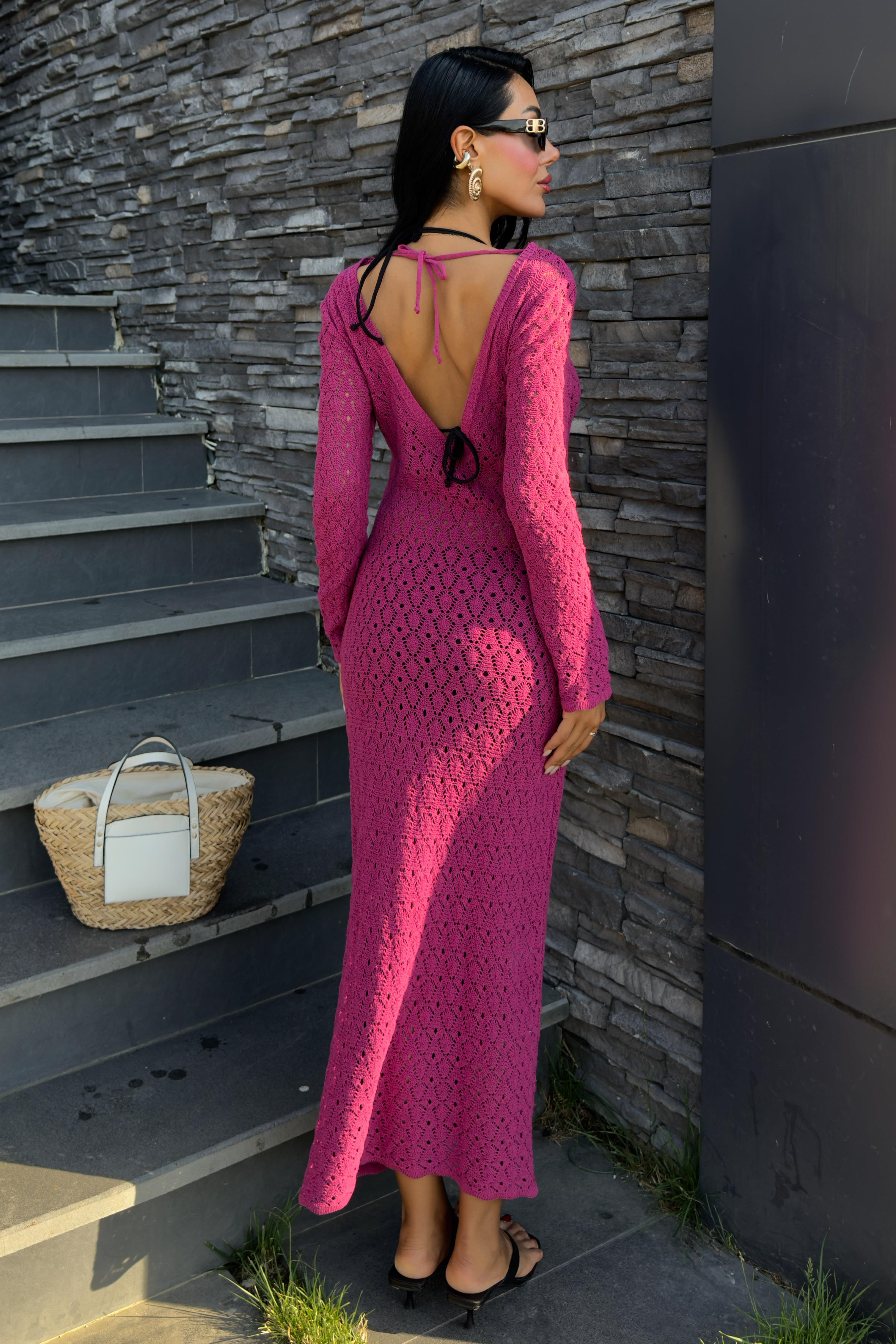 S5Y2852Chest Accessory and Windowed Knit Dress 2852