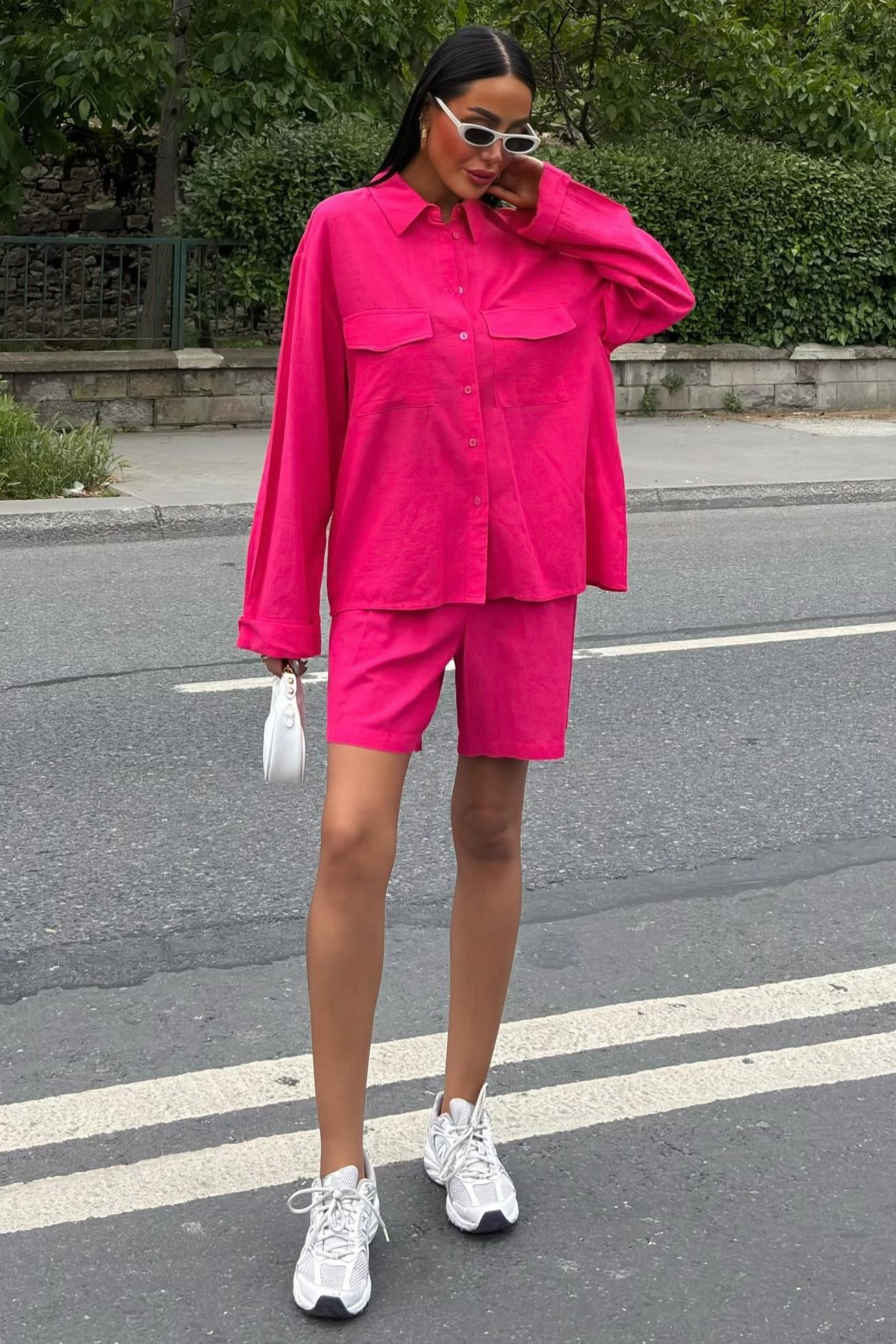 S5Y10130Shirt and Shorts Flamed Linen Set 10130