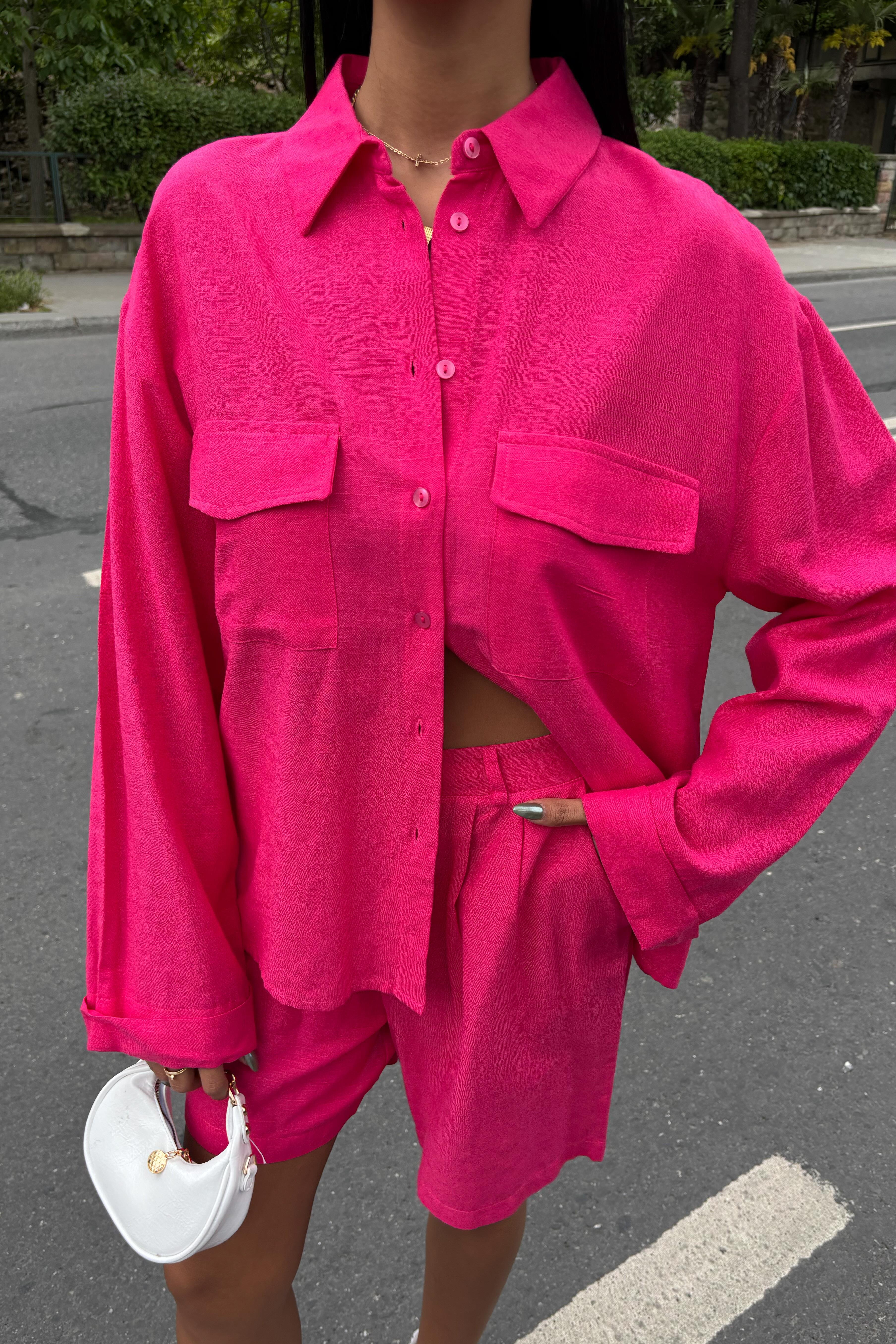 S5Y10130Shirt and Shorts Flamed Linen Set 10130