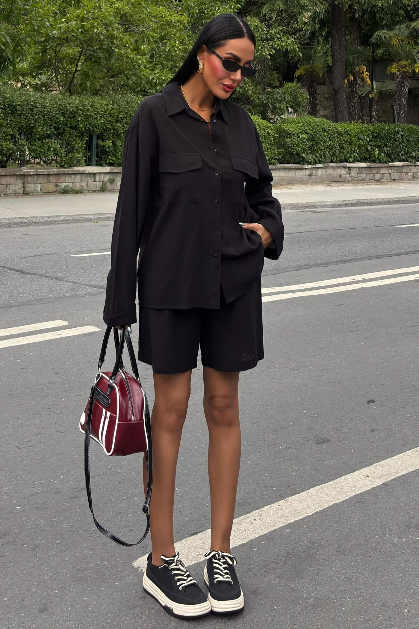 S5Y10130Shirt and Shorts Flamed Linen Set 10130