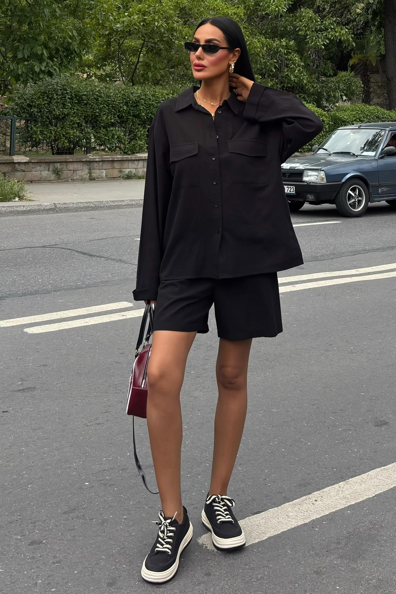 S5Y10130Shirt and Shorts Flamed Linen Set 10130