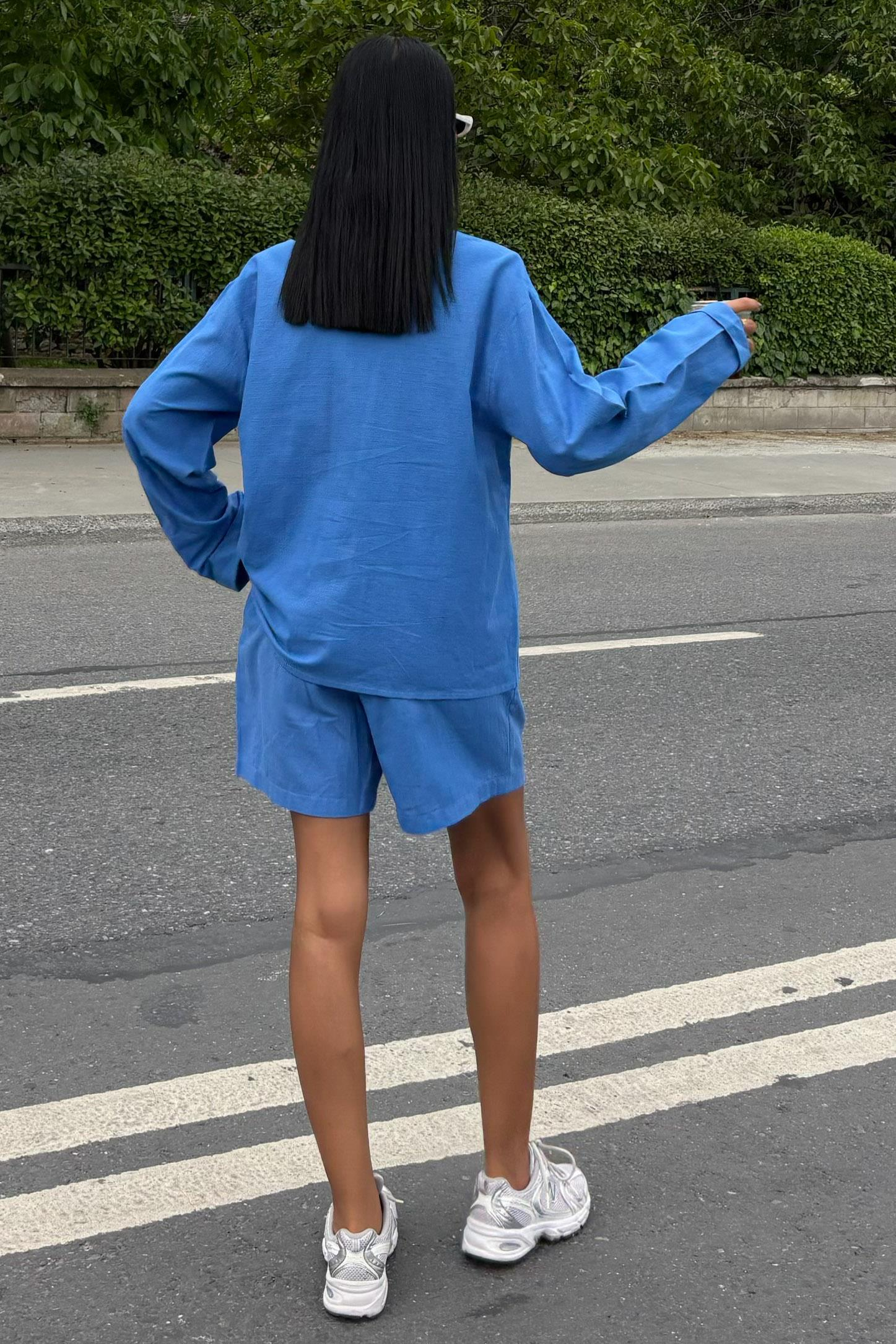 S5Y10130Shirt and Shorts Flamed Linen Set 10130