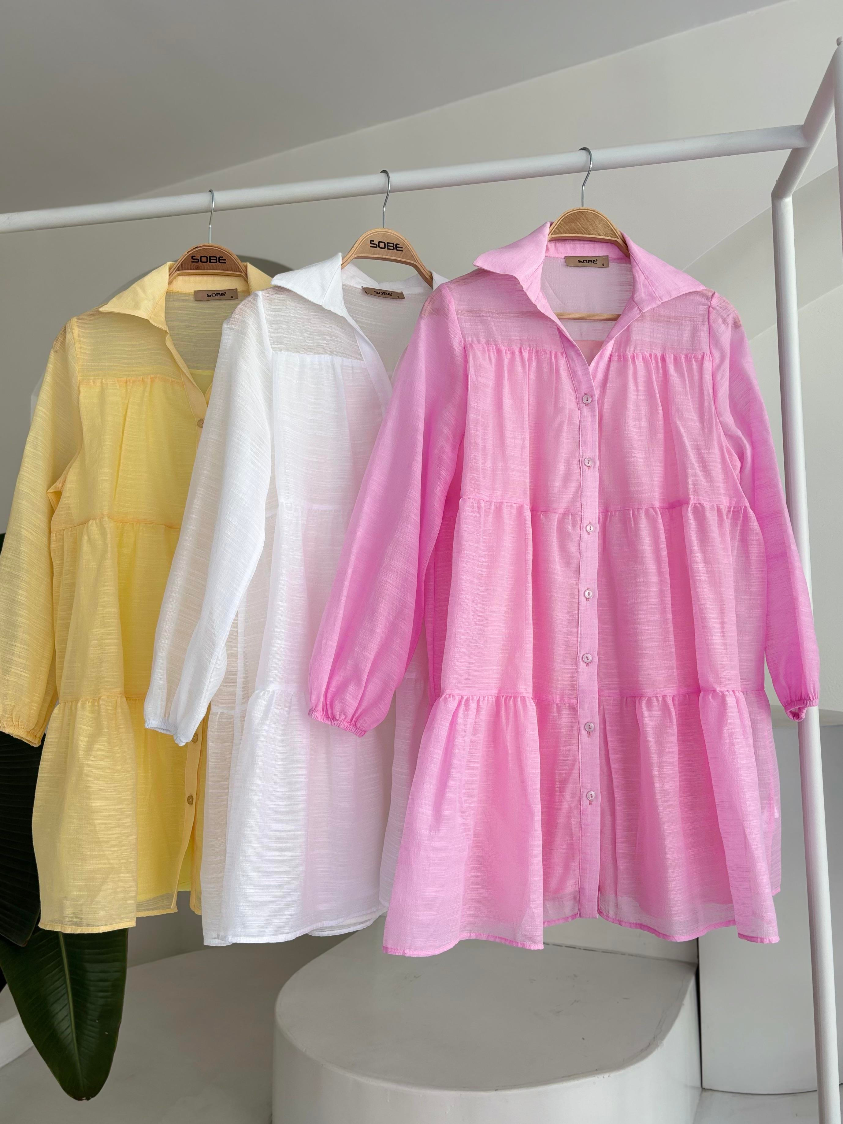 S5Y2898Shirt Collar Pleated Dress 2898
