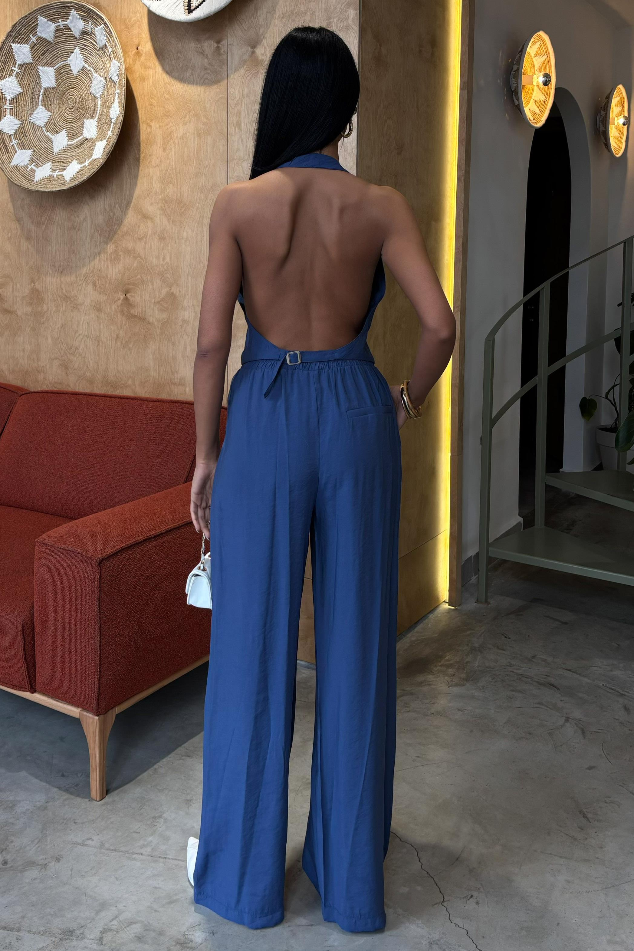 S5Y10144Halter Yaka Yelekli Modal Takım 10144