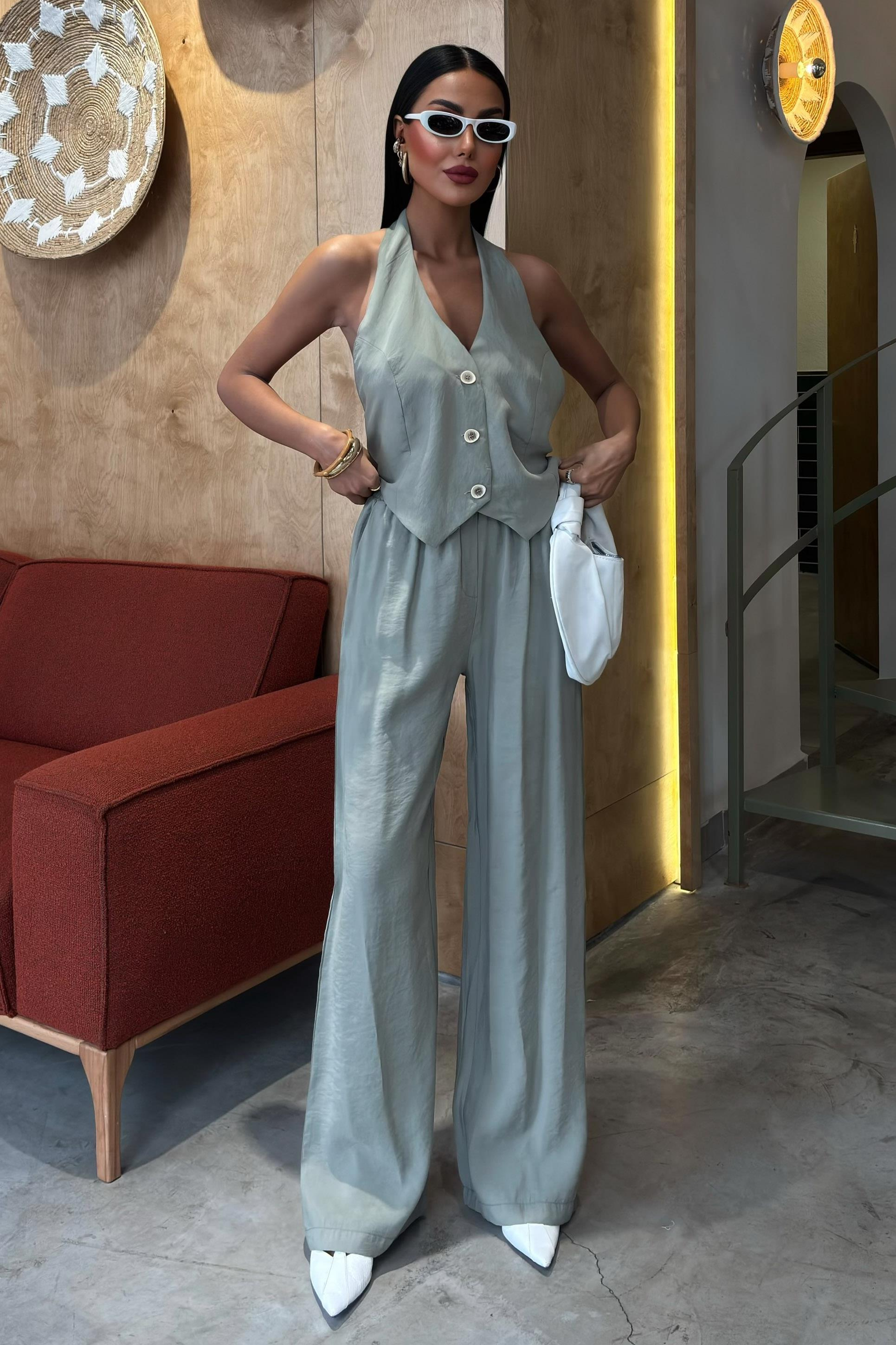S5Y10144Halter Neck Vest Modal Suit 10144