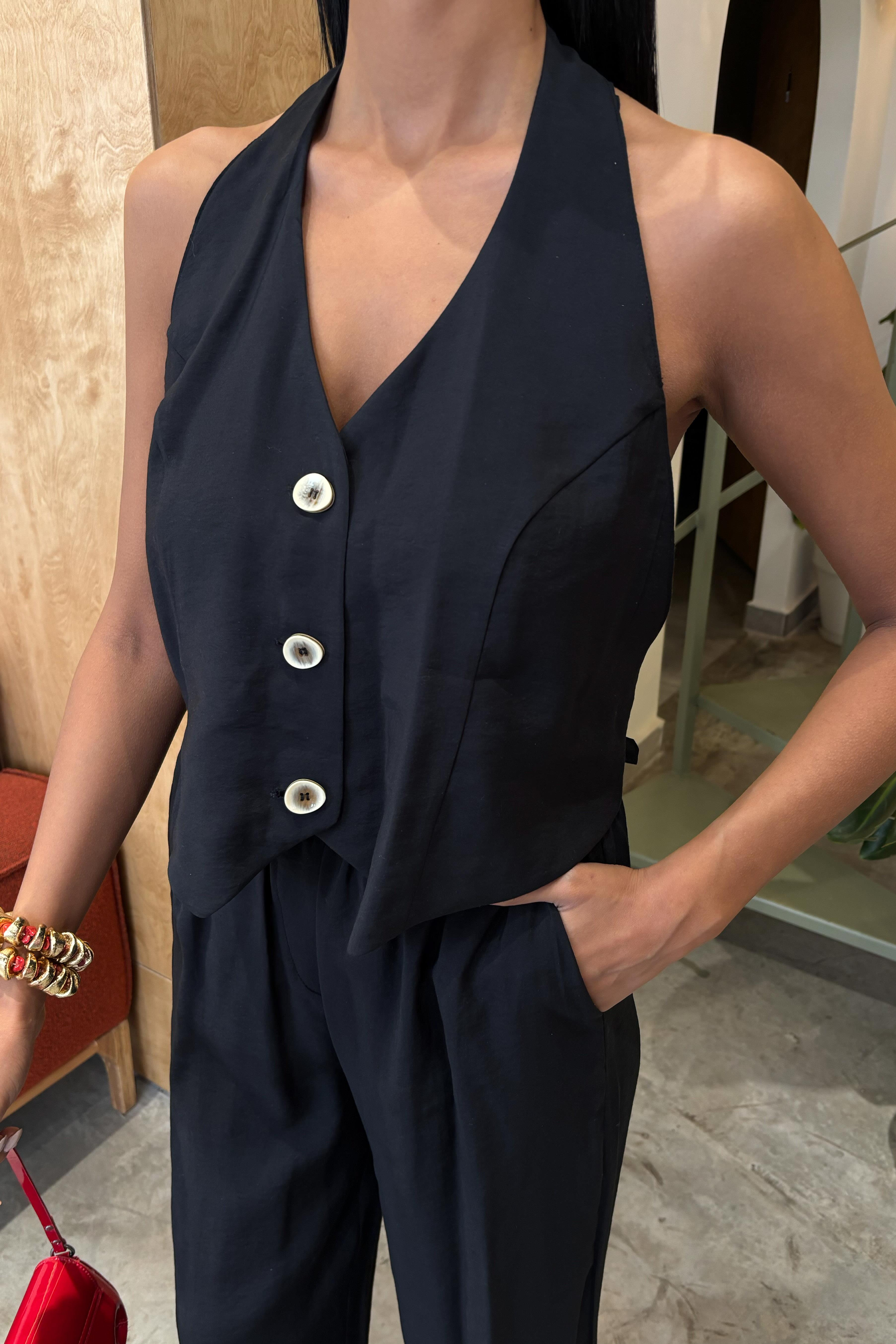 S5Y10144Halter Neck Vest Modal Suit 10144