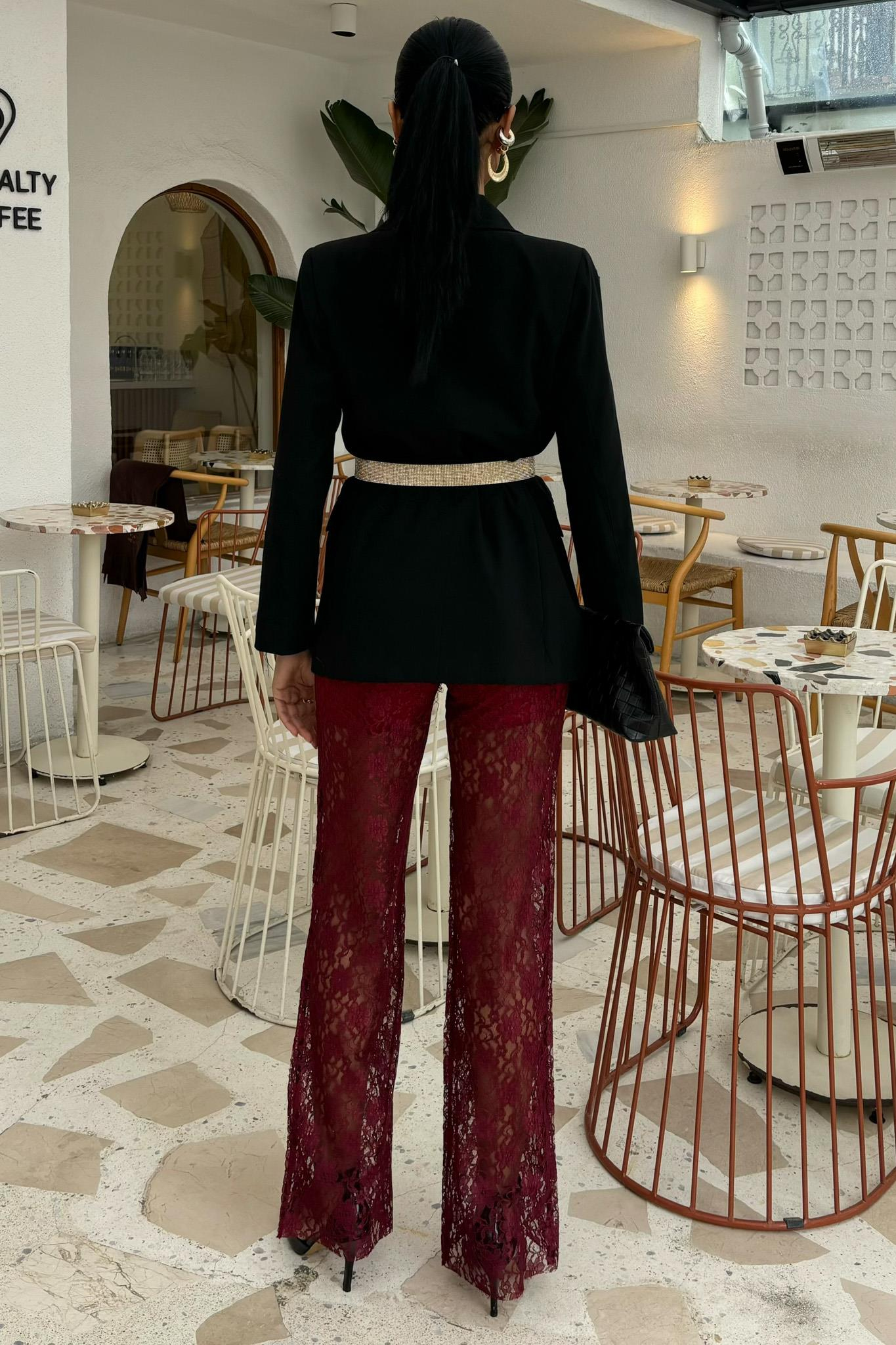 S5Y0081İçi Astarlı Dantel Pantolon 0081