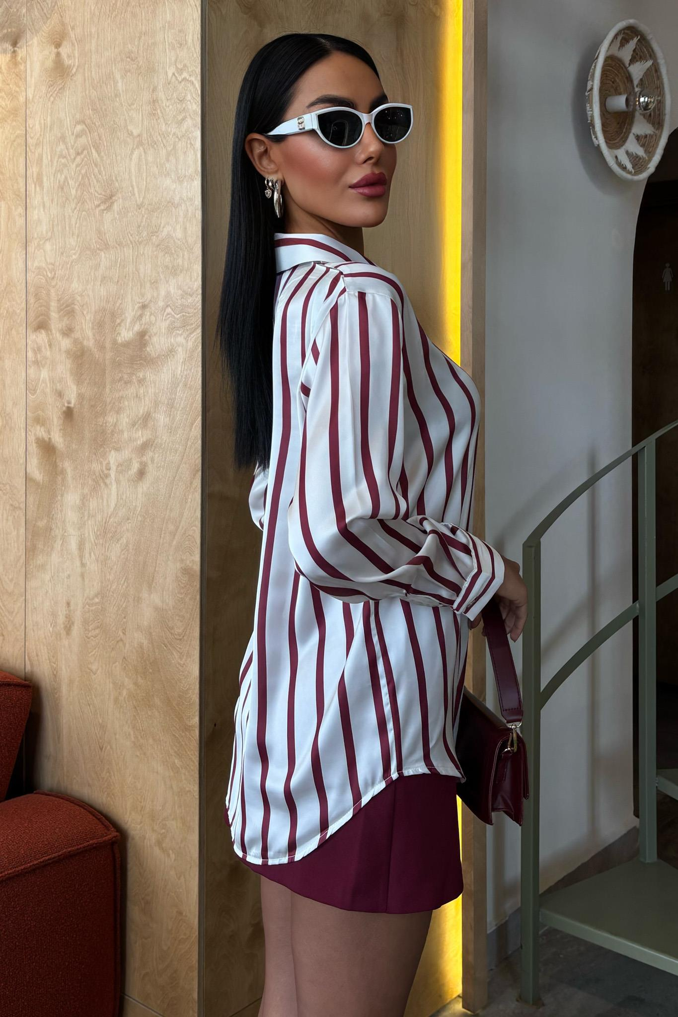 S5Y3434Pinstripe Satin Shirt 3434
