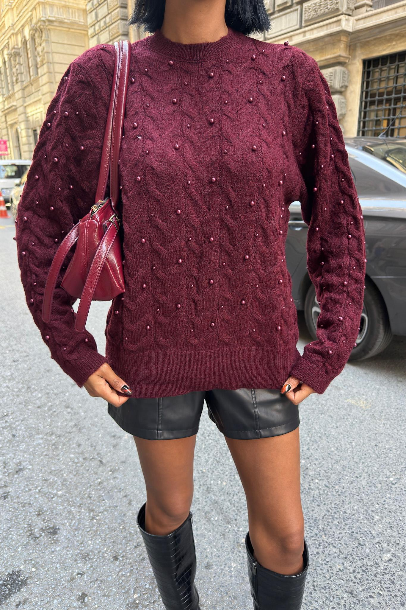S5K1354Pearl Detailed Sweater 1354