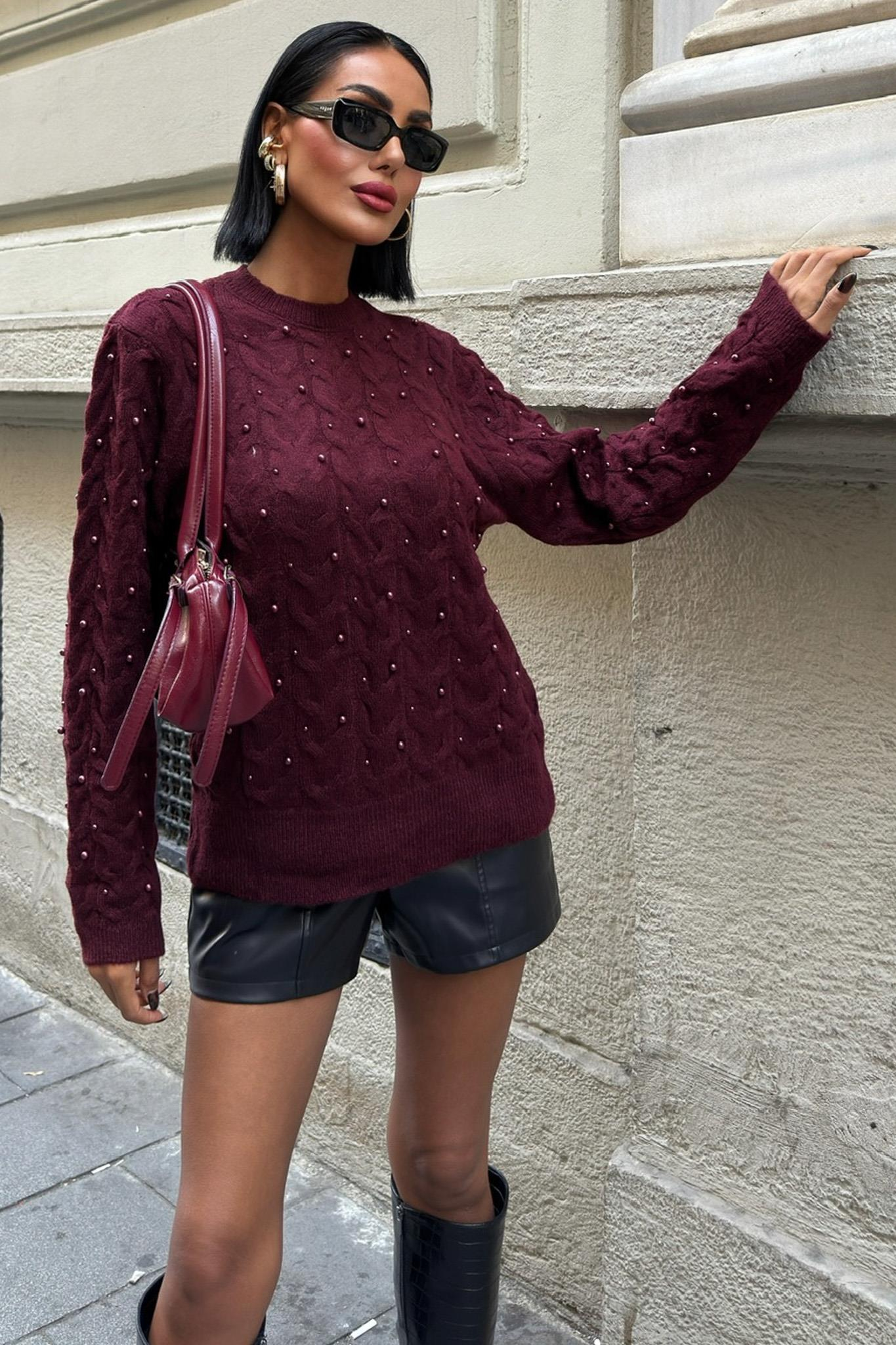 S5K1354Pearl Detailed Sweater 1354