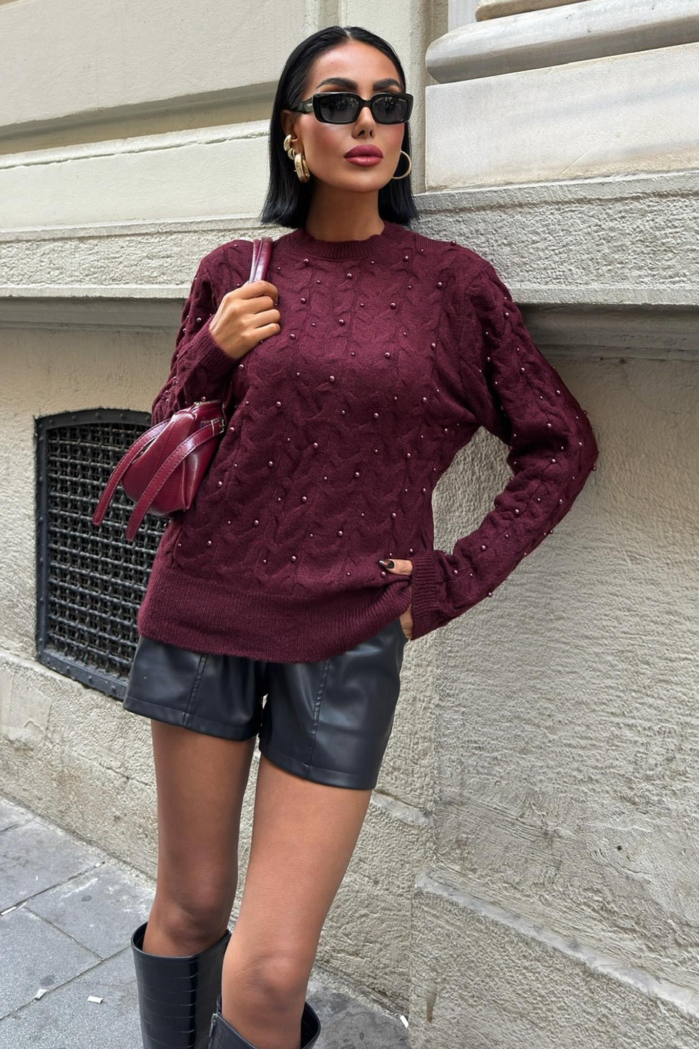 S5K1354Pearl Detailed Sweater 1354