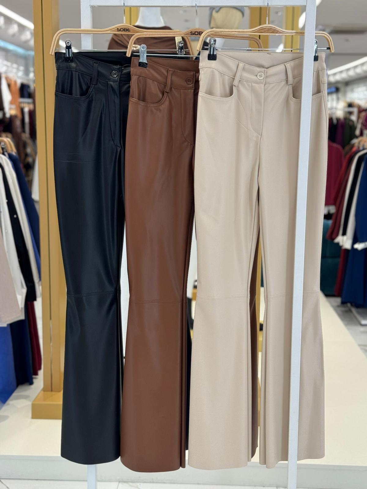 S6K0088İspanyol Paça Deri Pantolon 0088