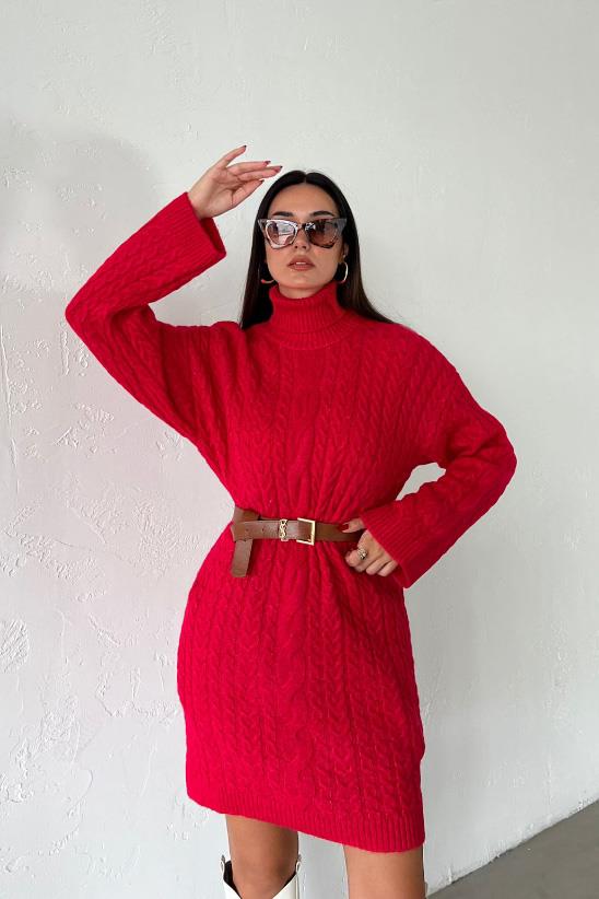 S4K2553Ivanka Örgü Desen Mini Elbise 2553-02