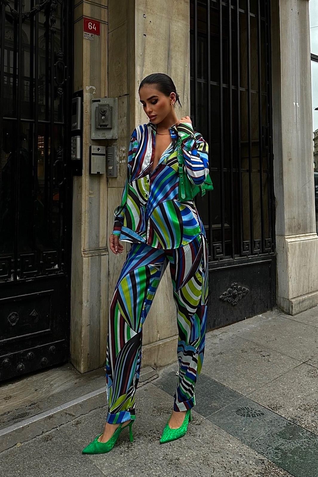 S4Y9622Jade Desenli Twill Saten Takım 9622-08