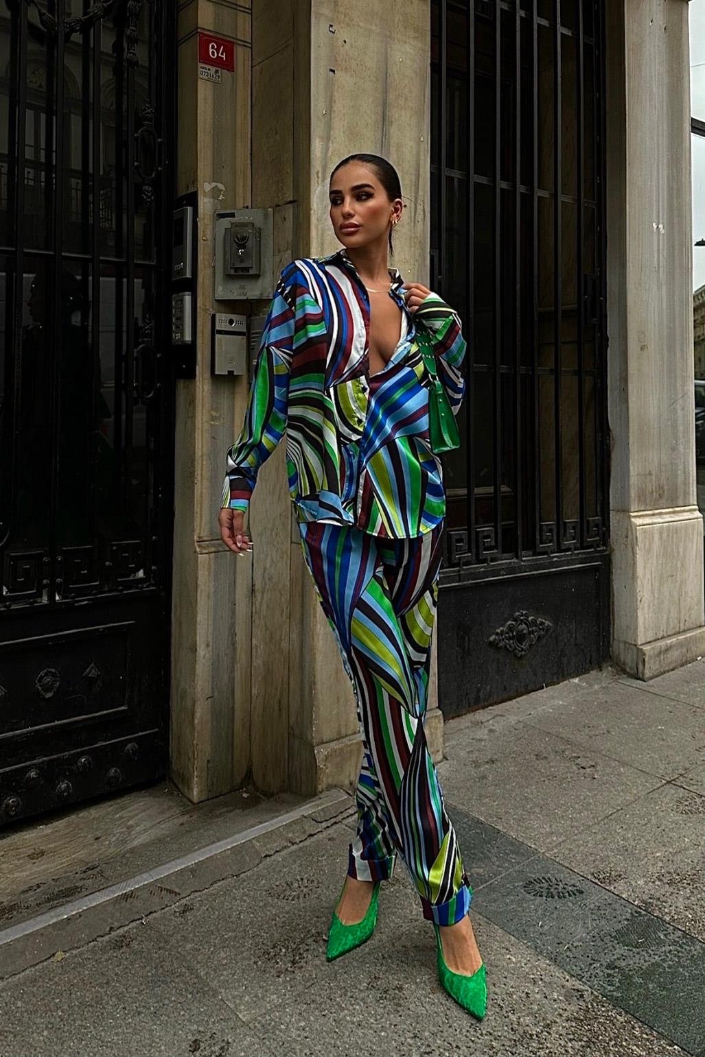 S4Y9622Jade Desenli Twill Saten Takım 9622-08