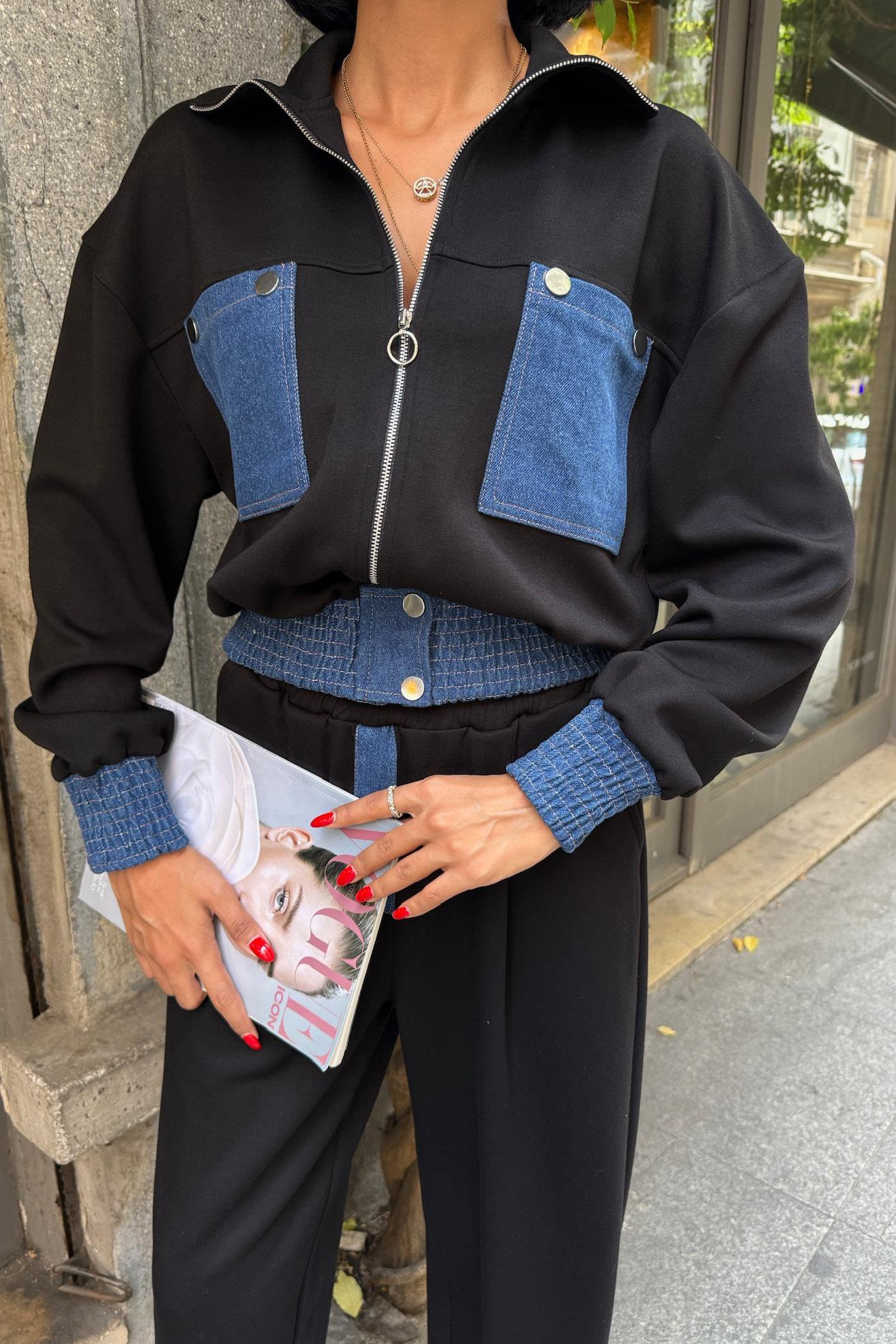 S6K10251Jean Garnili Kamyoner Yaka Modal Takım 10251