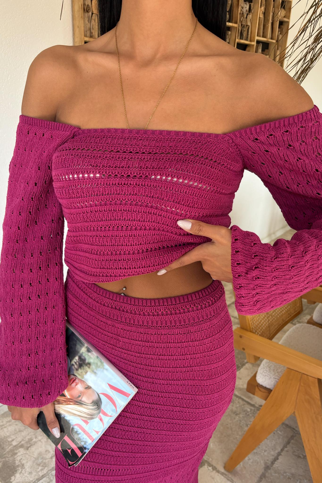 S5Y10094Watermelon Sleeve Ethnic Knitwear Suit 10094
