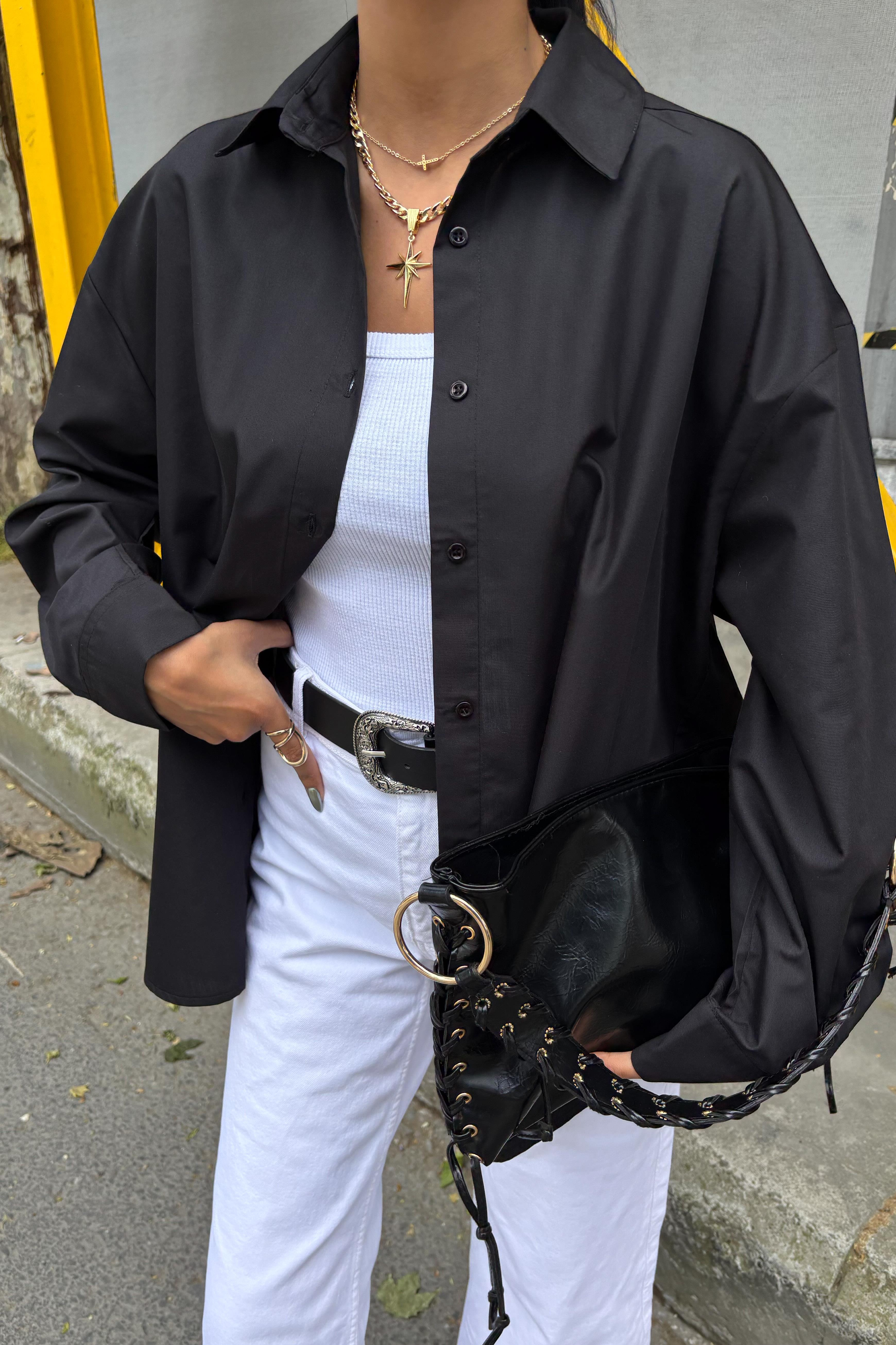 S5Y3421Klasik Oversize Poplin Gömlek 3421